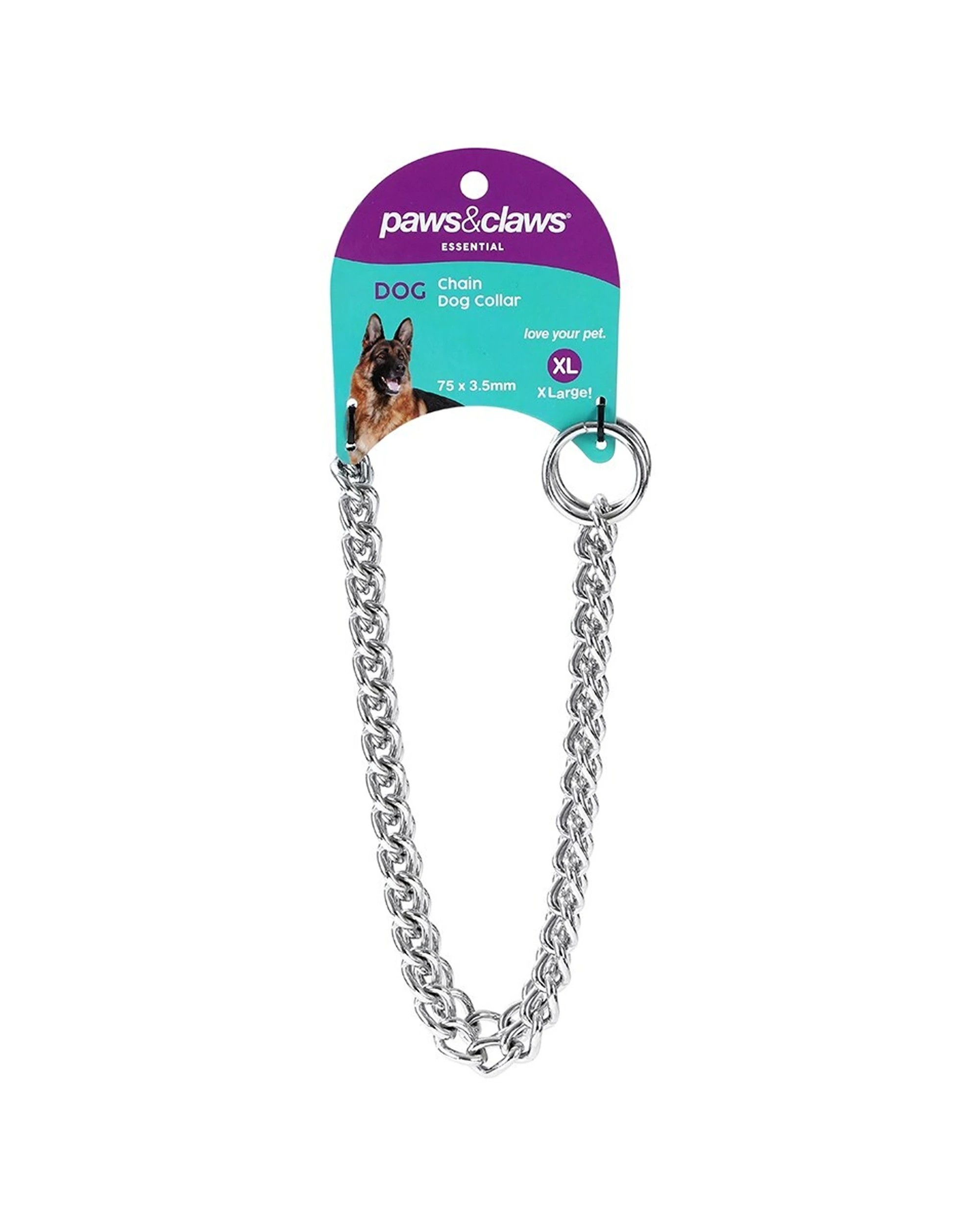2 Paws And Claws 3pc Chain Dog Collar Training Durable Metal Collar XL 75cm - Multi, 2 of 8