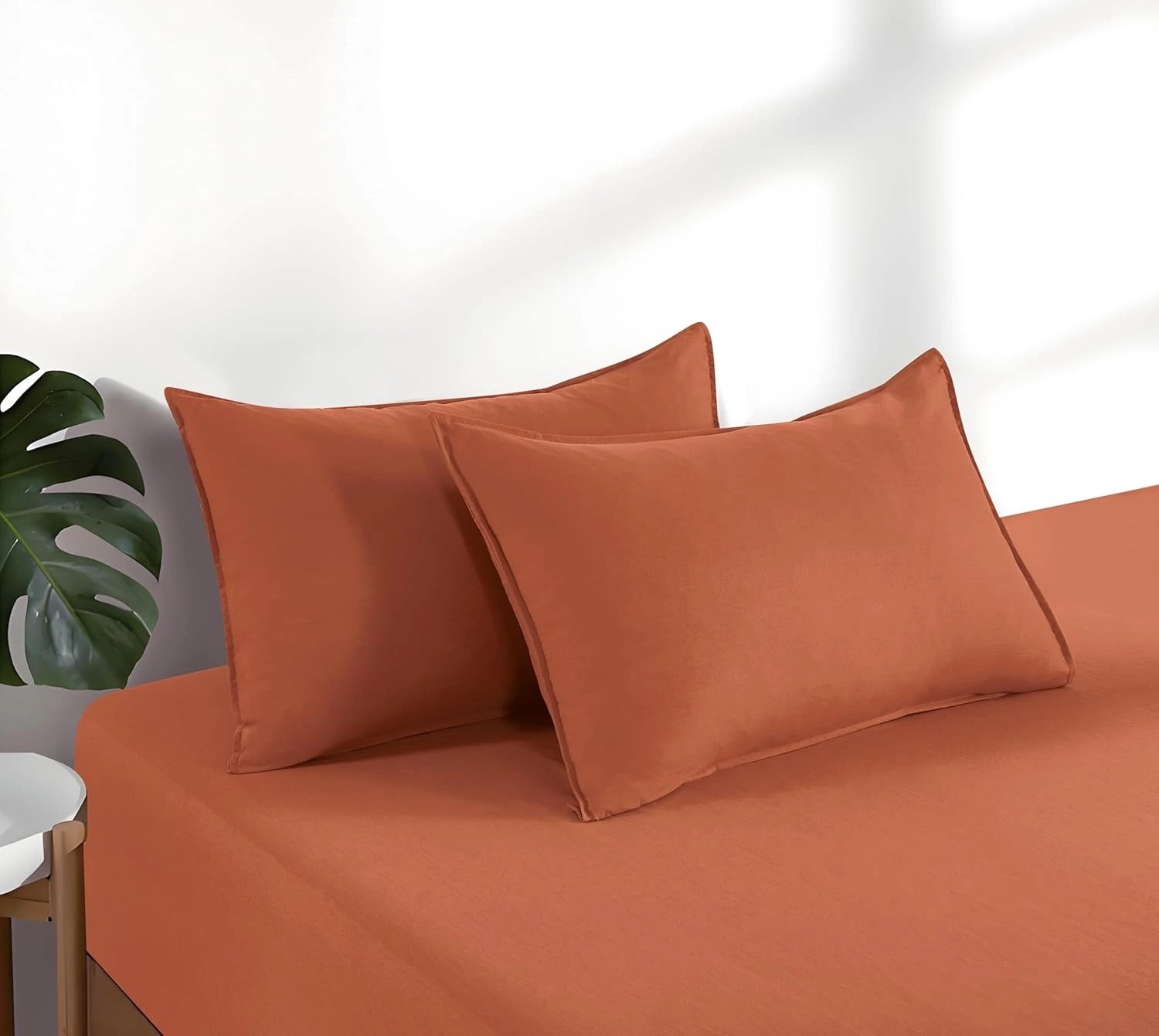 5 CleverPolly 100% Vintage Washed Microfibre Fitted Sheet Set - Terracotta - King Bed, 5 of 5