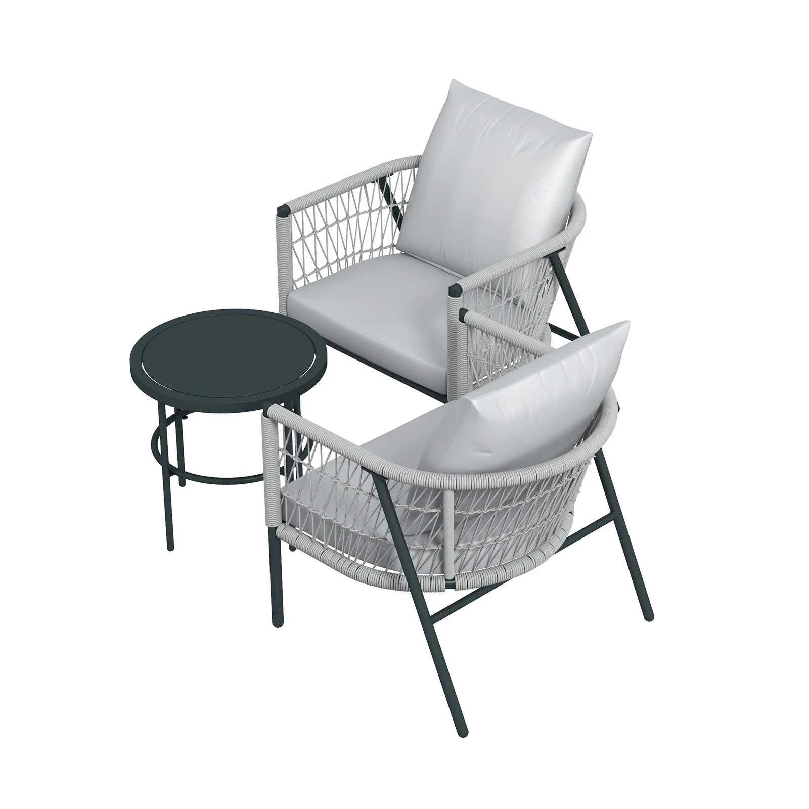 9 Arcadia Furniture Reims 3 Piece Patio Outdoor Weather Resistant Set Stylish - Grey - Grey, 9 of 10