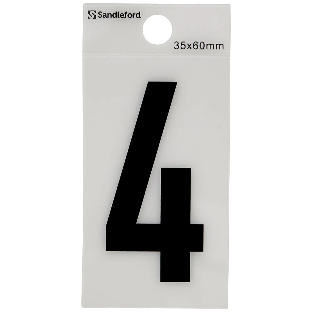1 Sandleford Self Adhesive Number White 60mm 4, 1 of 1