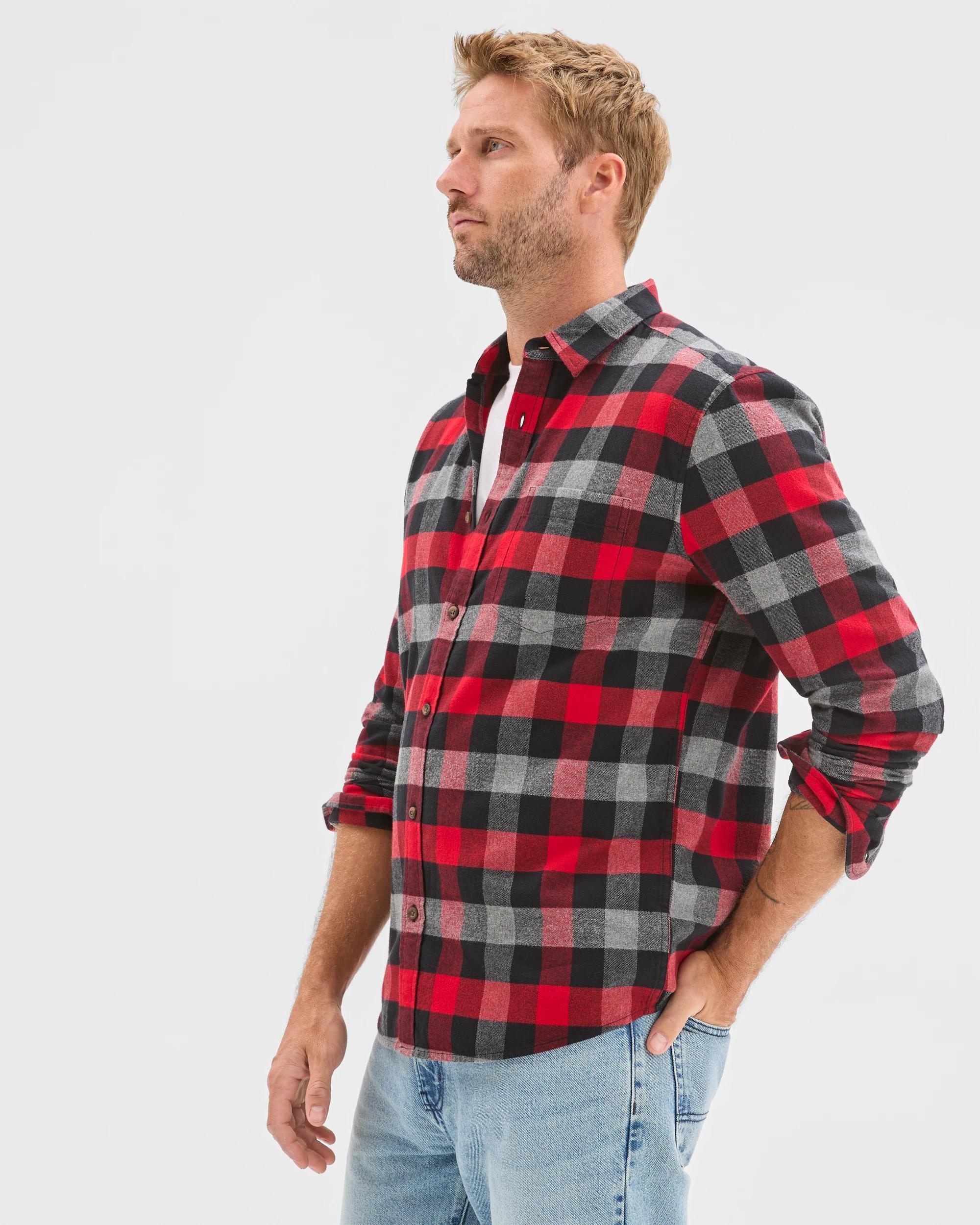 3 Target Australian Cotton Long Sleeve Flannelette Shirt RED, 3 of 5