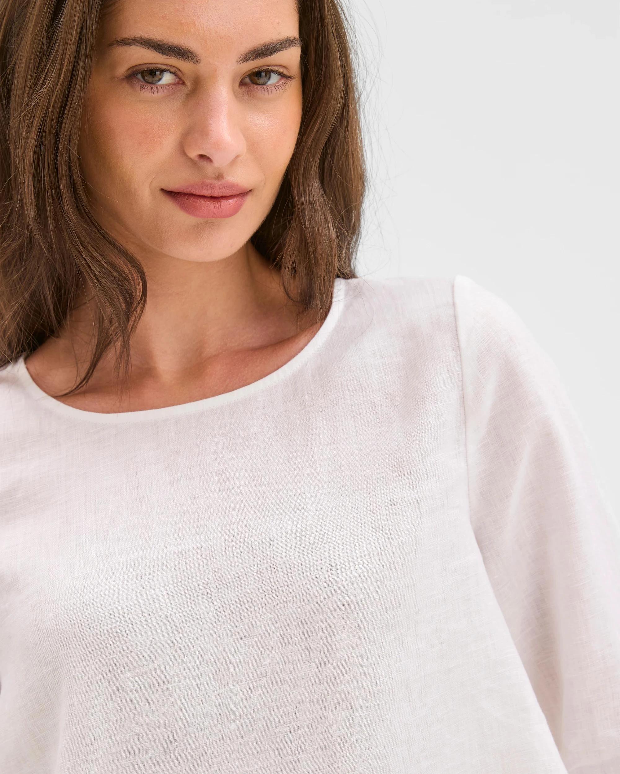 5 Target Petites Petites European Linen 3/4 Sleeve Cross Back Top WHITE, 5 of 6