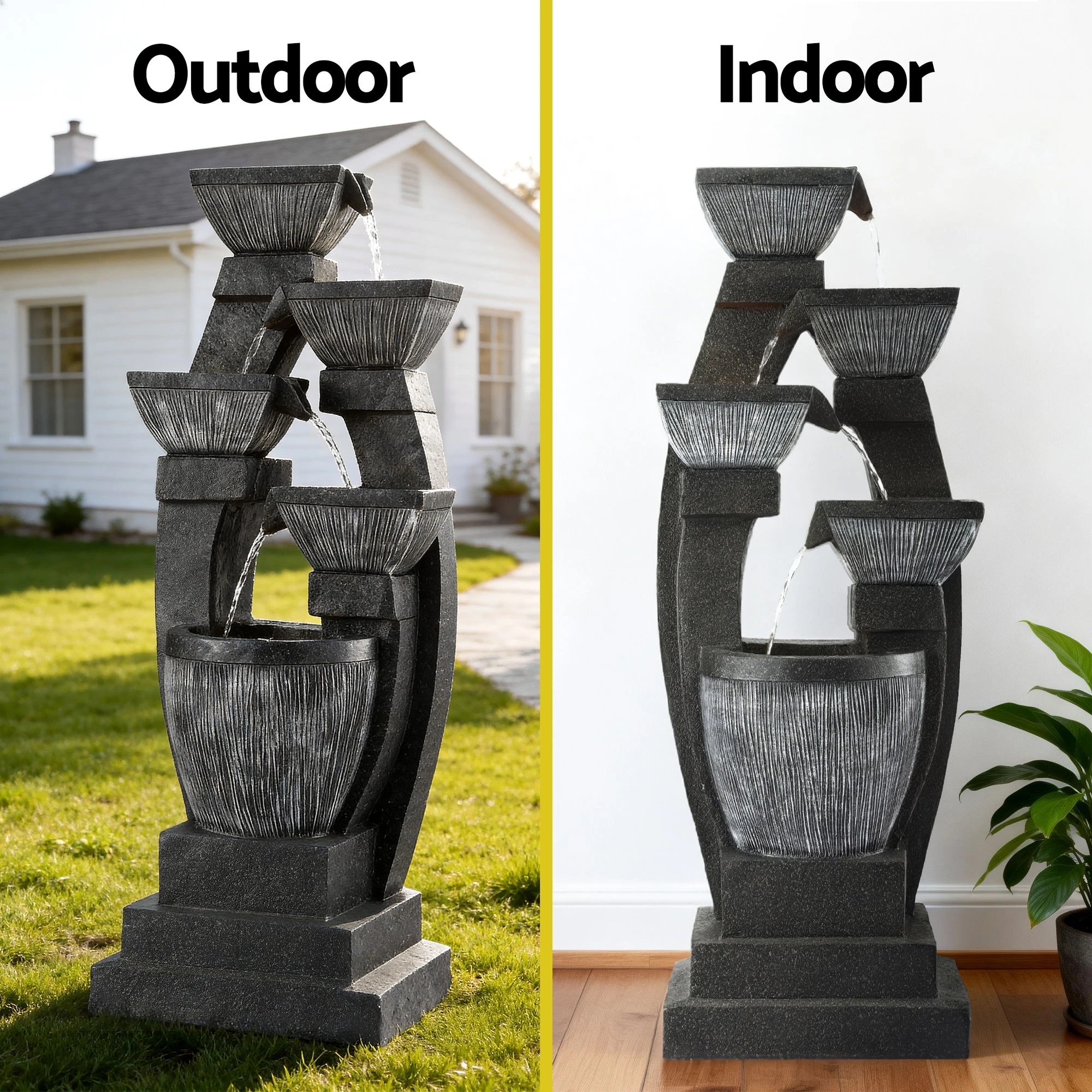 2 Gardeon Solar Fountain Water Feature Outdoor Fountain Indoor 5-Tier Bowl Cascading - Black, 2 of 7