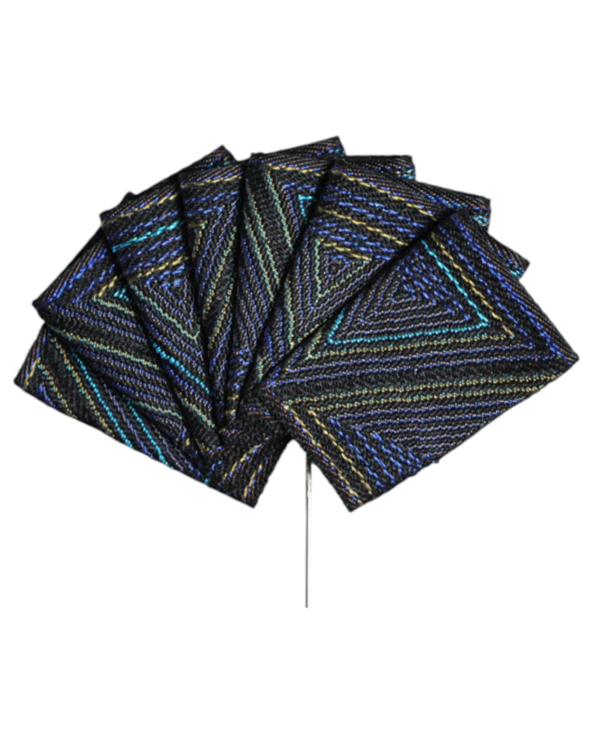 3 Zasel Mens Black Coloured Triangles Suit Pocket Square Blazer Jacket Lapel Pin - Multi - Multi, 3 of 3