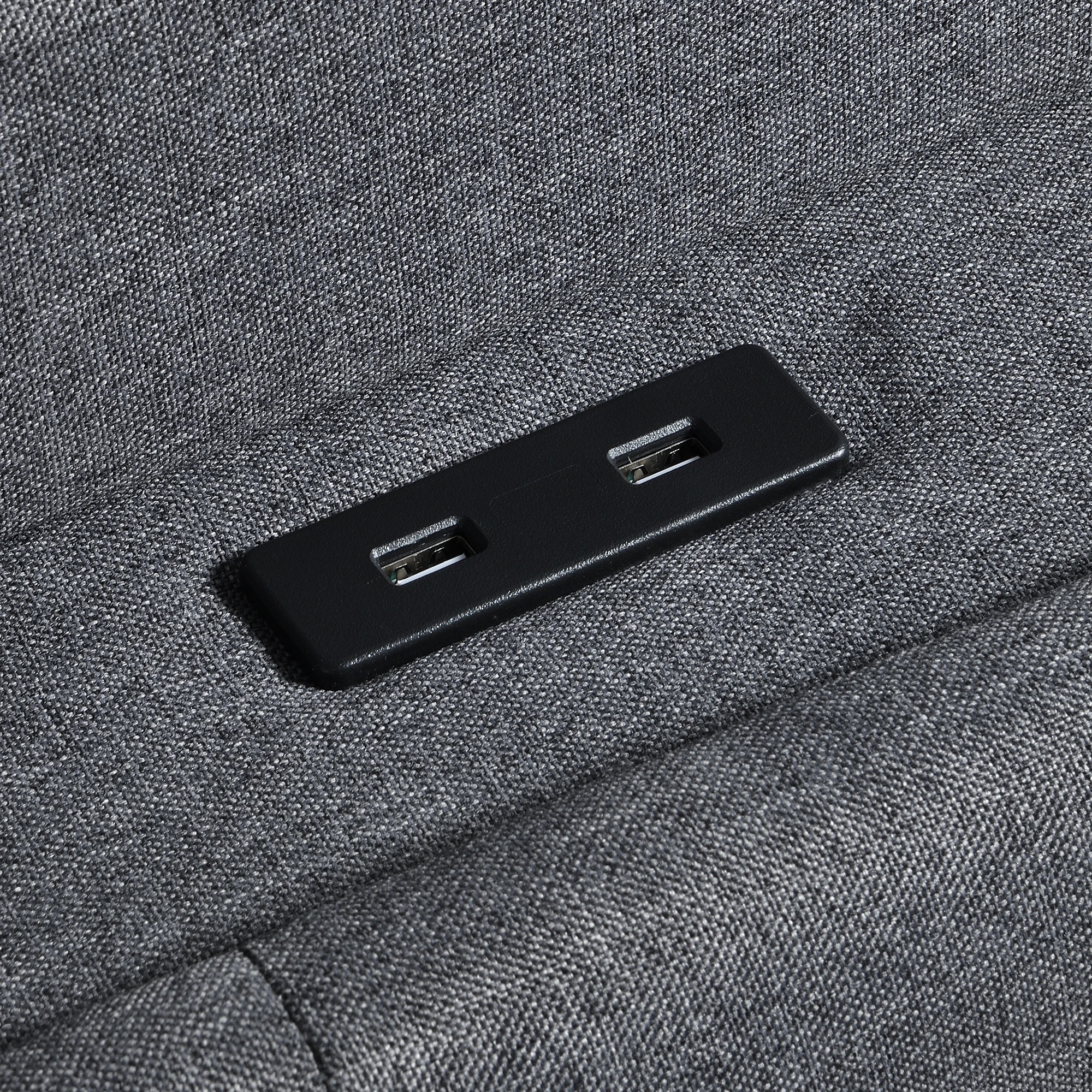 4 Levede Single Bed Frame Fabric with LED and Charging Station - Grey, 4 of 9