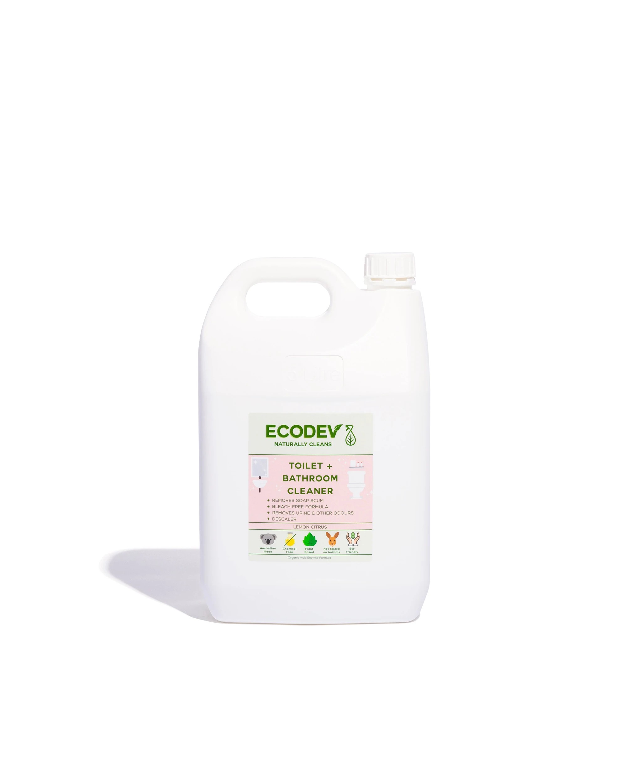 1 Ecodev Toilet Bathroom Cleaner Bleach-Free Lemon Scent Concentrate 5L, 1 of 1