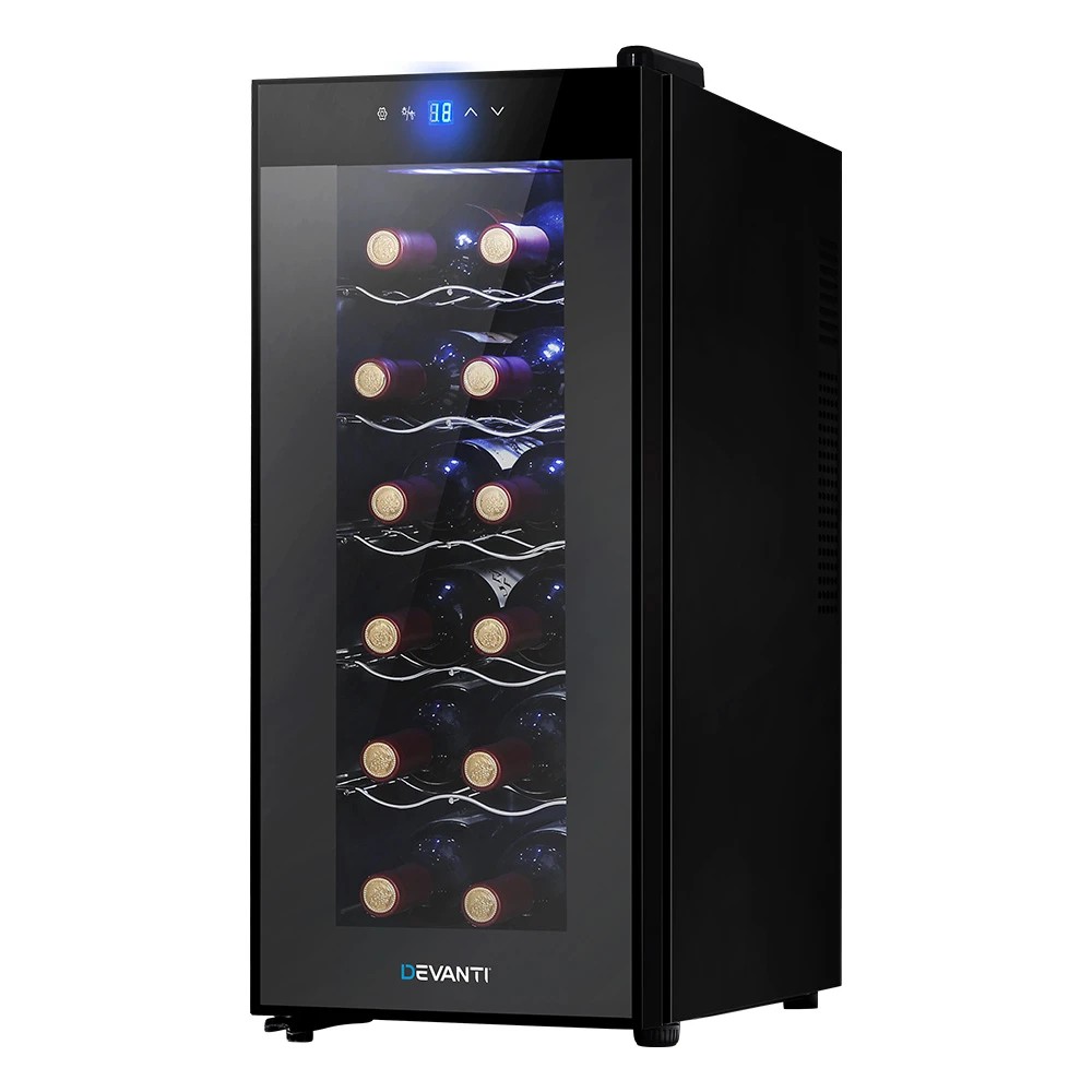 1 Devanti Wine Fridge Cooler 12 Bottles - Black, 1 of 6