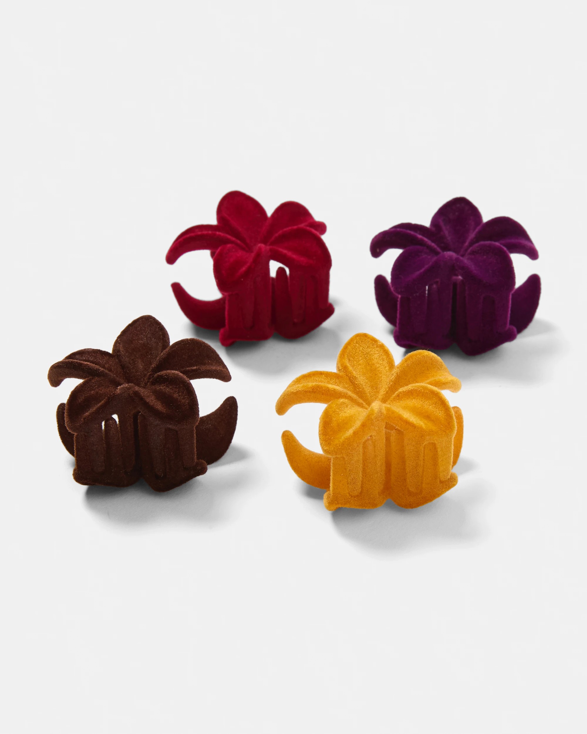 1 4 Pack Velvet Mini Frangipani Claw Hair Clip, 1 of 3