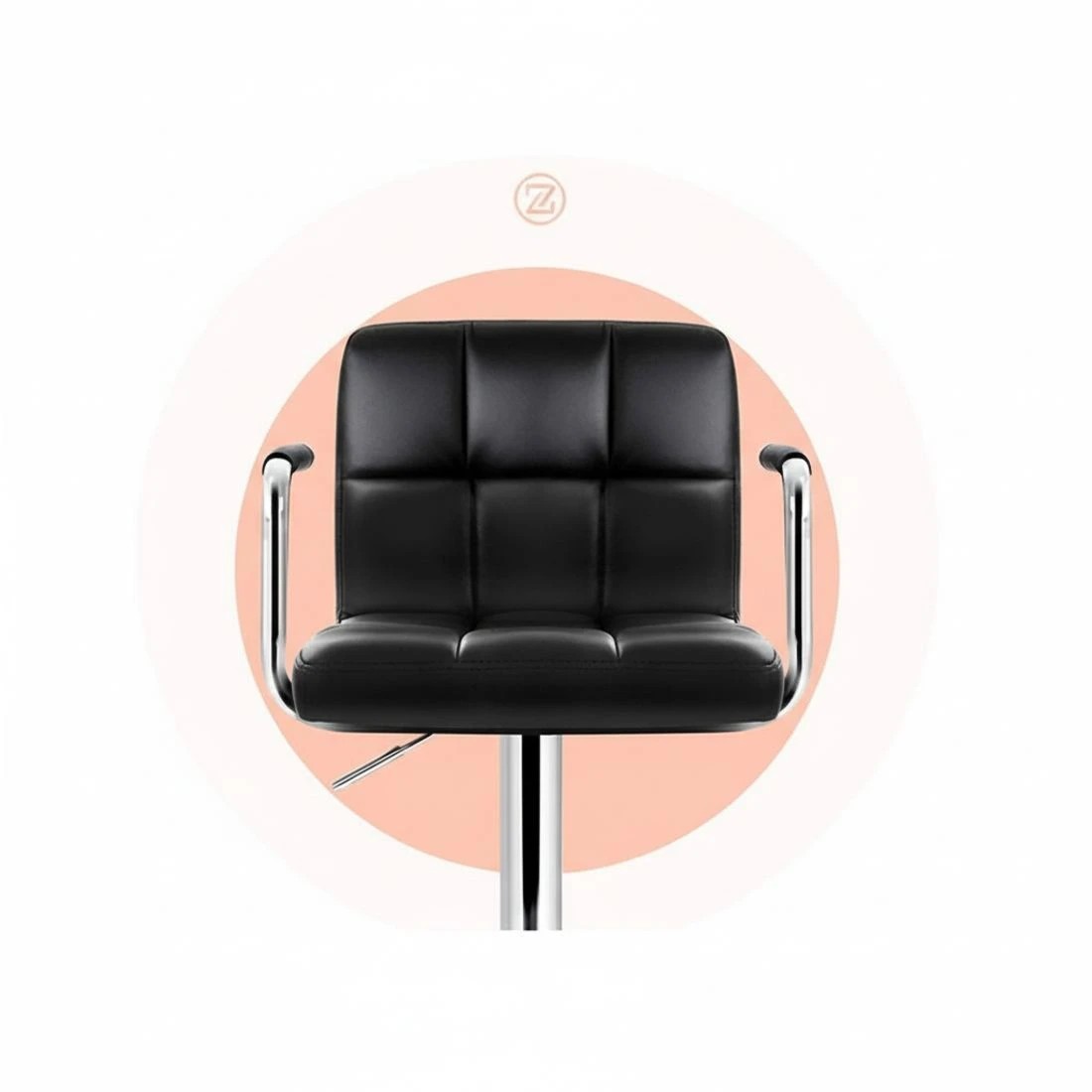 6 Artiss 4x Bar Stools Leather Gas Lift w/Armrest - Black, 6 of 7