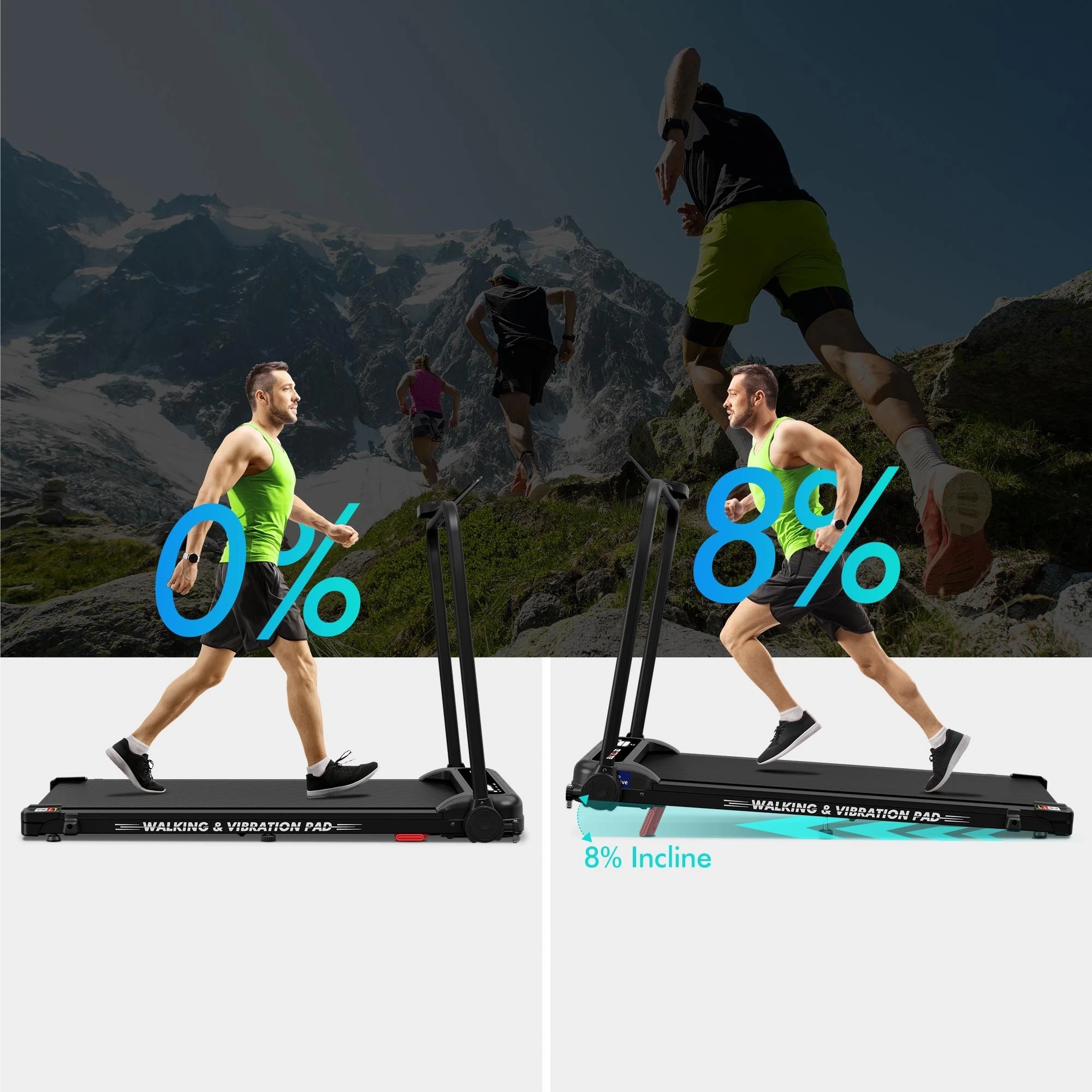 5 Black Lord Treadmill 4-in-1 Walking Vibration Pad Incline Foldable Home Gym - Black, 5 of 9