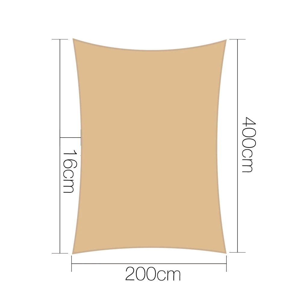 2 Instahut Shade Sail 2x4m Rectangle 185GSM 95% Sand Shade Cloth - Beige, 2 of 7