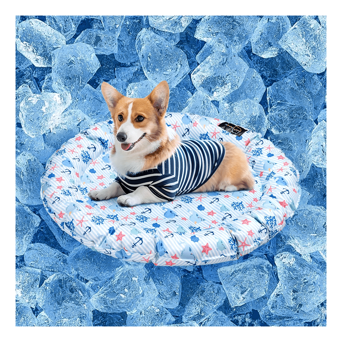 3 Petzly Pet Cooling Mat Dog Cat Bed Non-Toxic Sofa S Size Summer Pad Round 62CM - Blue, 3 of 3