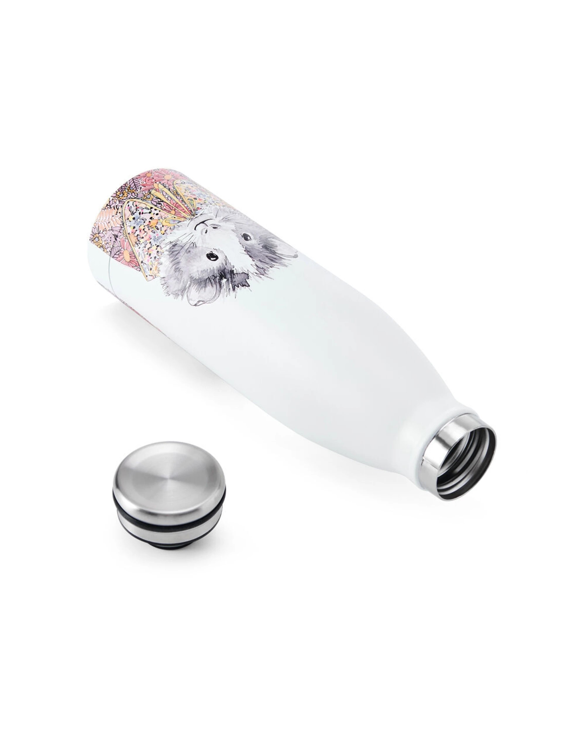5 Mikasa 2PK Guinea Pig Themed Sleeved Insulated Water Bottle Vacuum Insulated 500mL - White, 5 of 5