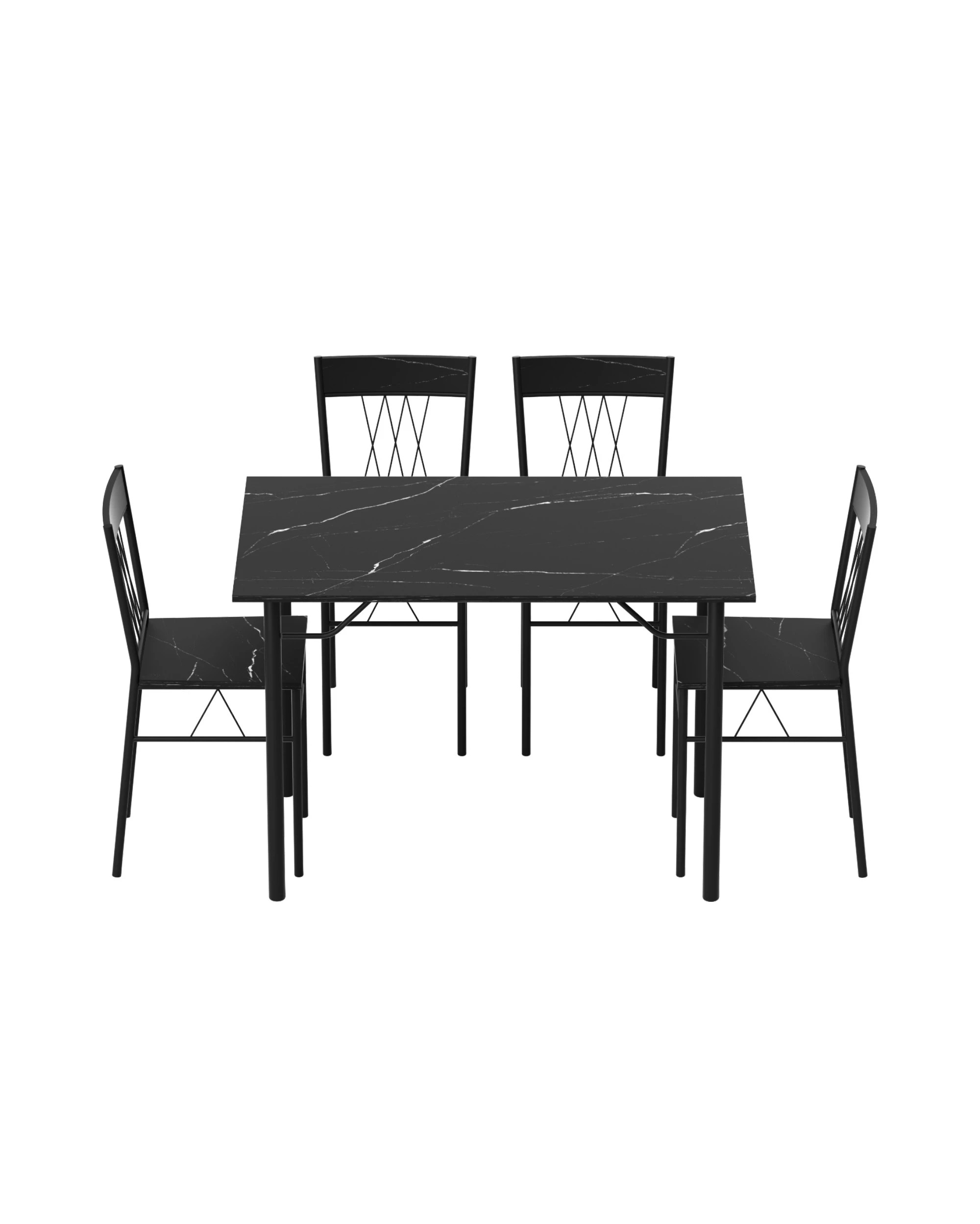 3 Artiss Dining Table and Chairs Set of 5 Compact Kitchen Furniture Marble - Black, 3 of 7