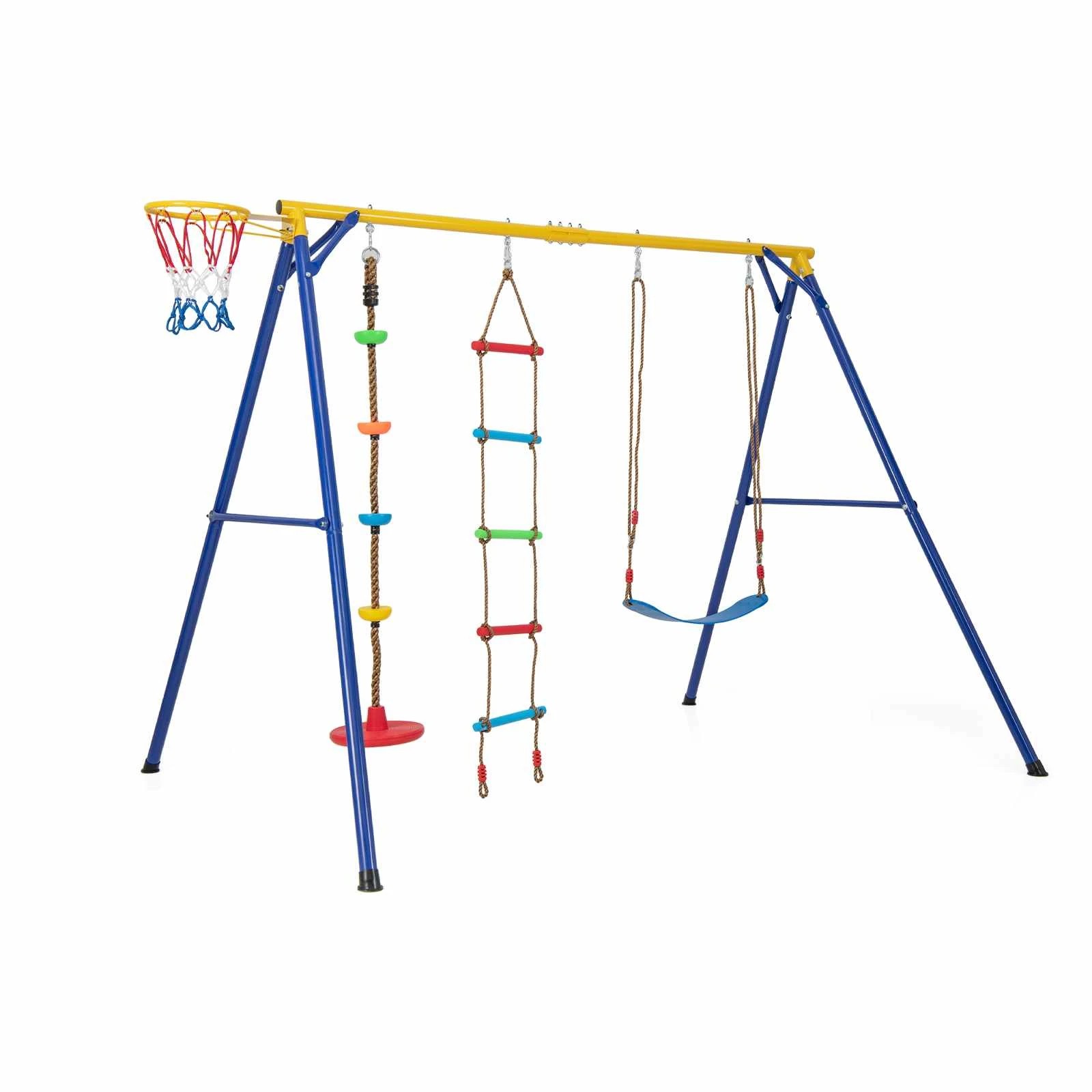 1 Costway 4-in-1 Swing Set Heavy-duty Metal Swing Stand - Yellow, 1 of 1
