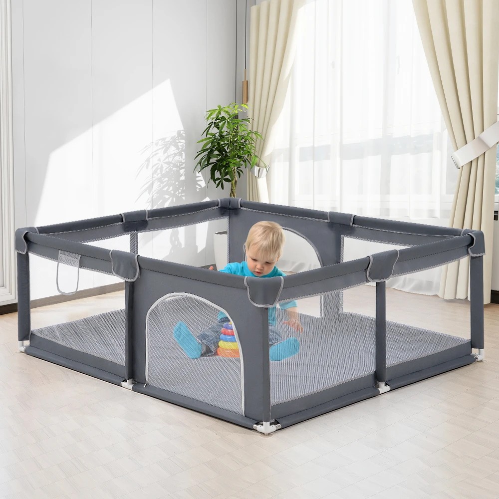 3 Playpals Baby Playpen Child Safety Gate Kids Playpen Child Play 2 Door 180X200cm - Grey, 3 of 3