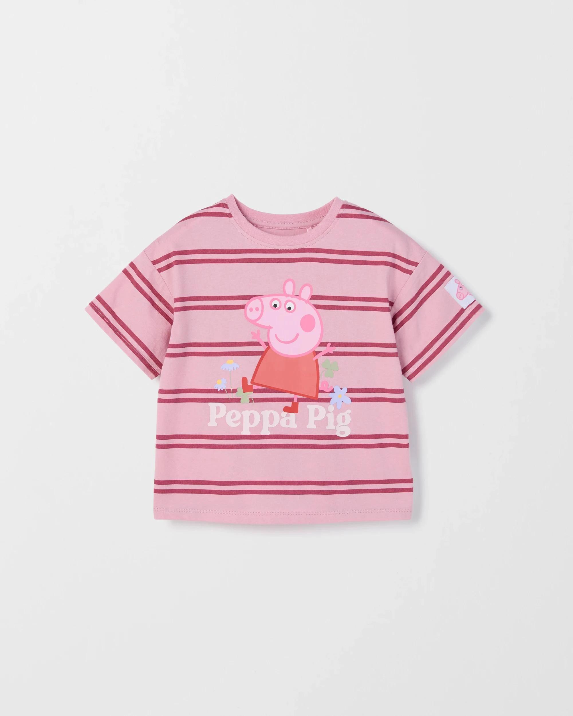 1 Peppa Pig License Australian Cotton T-Shirt PINK STRIPE, 1 of 1