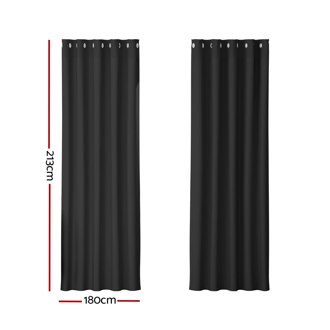 2 Artiss 2X Blockout Curtains Eyelet 180x213cm - Black, 2 of 6