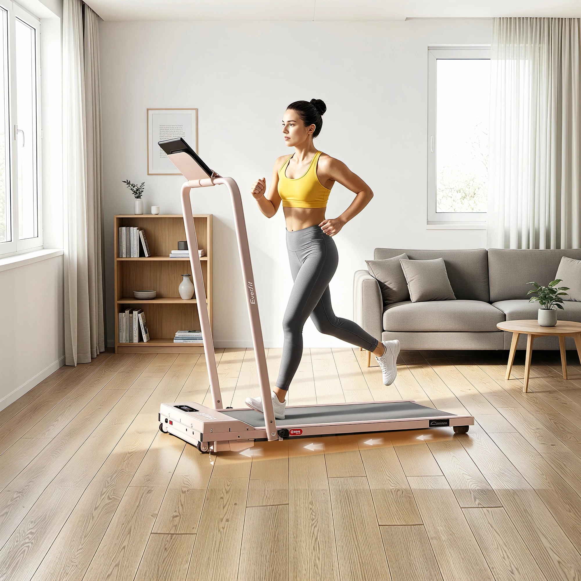 7 Everfit 3 in 1 Walking Pad Treadmill 12% Incline Foldable Under Desk Treadmills for Home Gym - Pink, 7 of 9