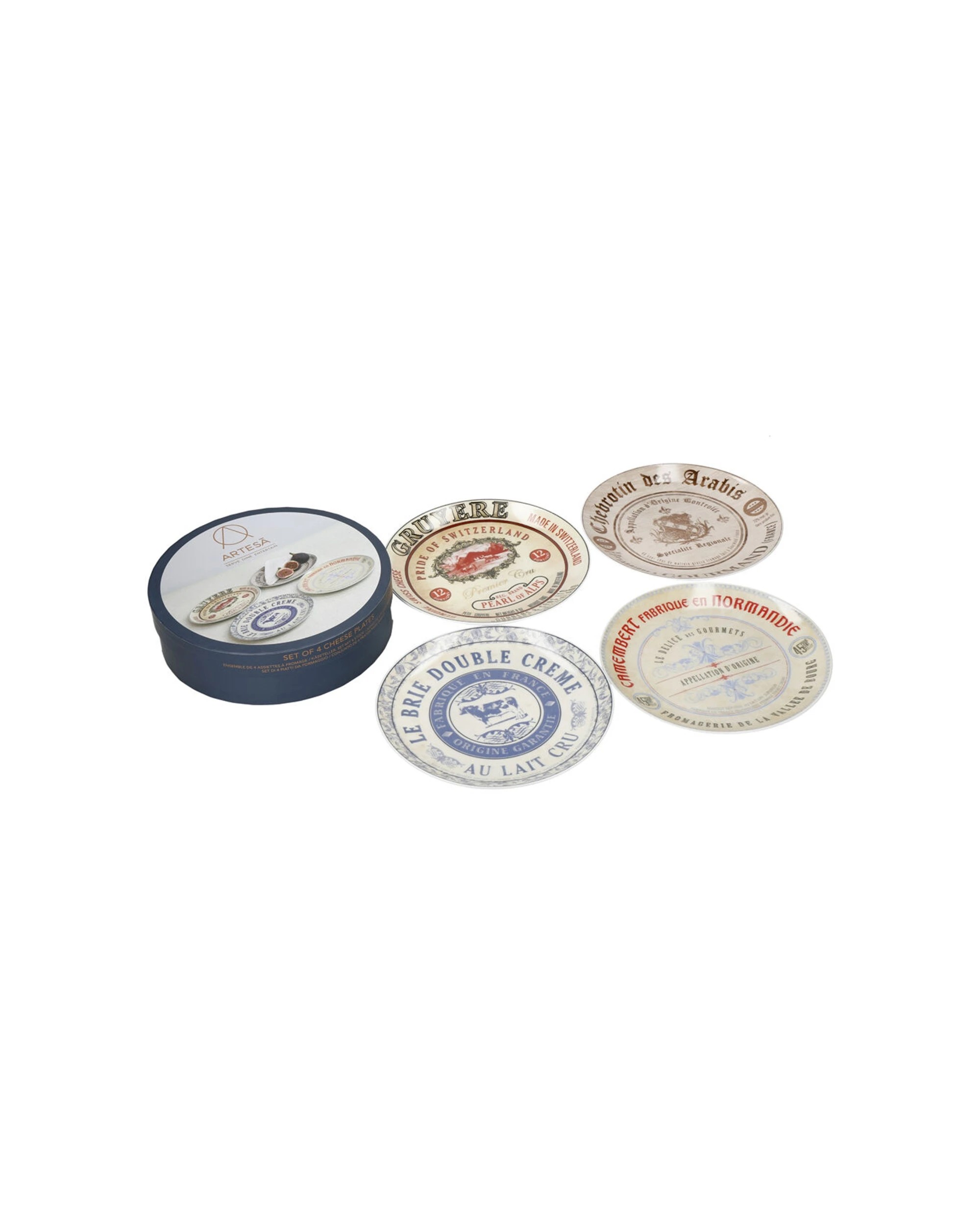 4 Artesa 4pc Creative Tops Gourmet Porcelain Cheese Plates Set With Designs - Multi, 4 of 4
