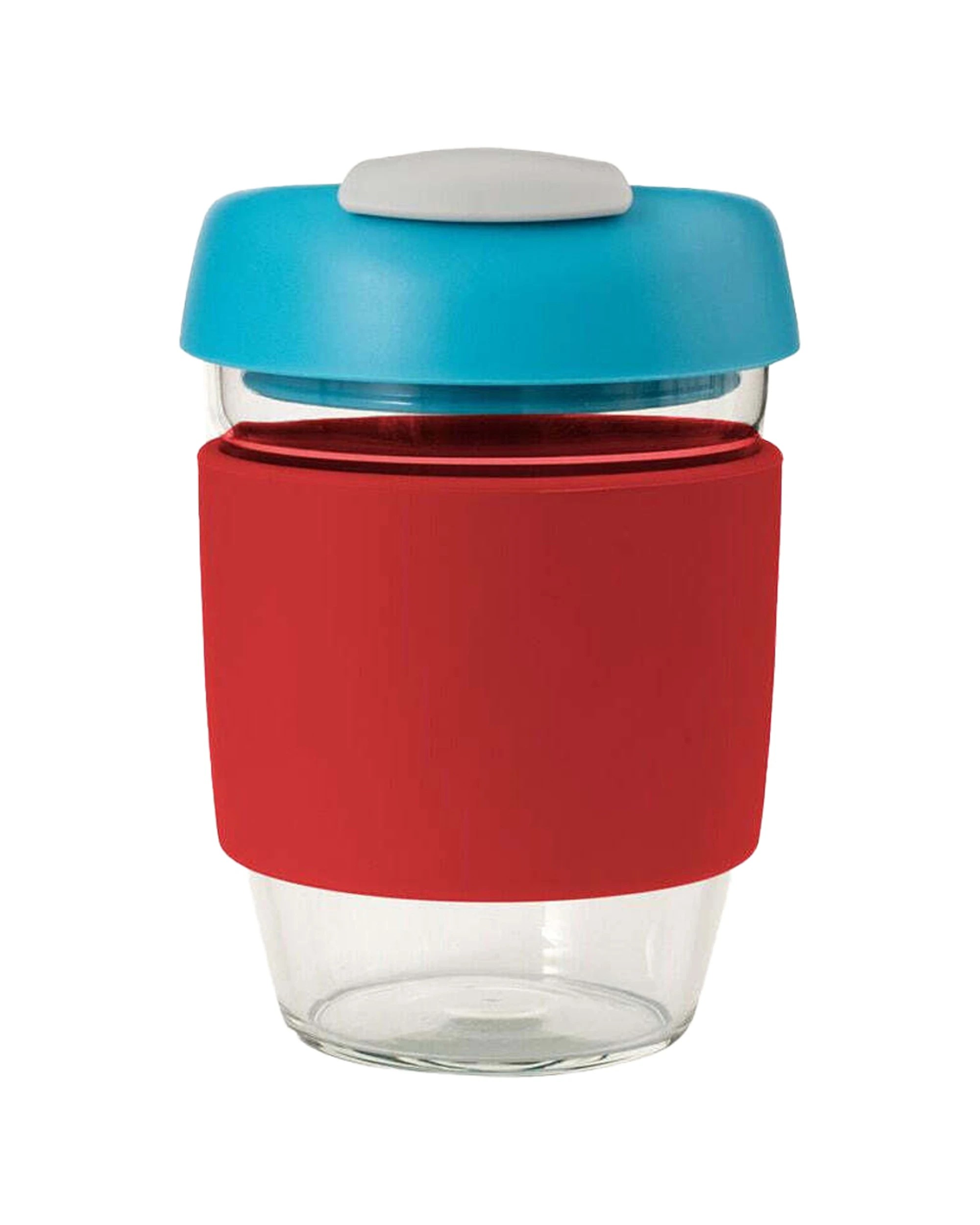 1 Avanti Glass Gocup Reusable Coffee Cup Silicone Grip Thermal Resistant 355ml Aqua - Red, 1 of 1