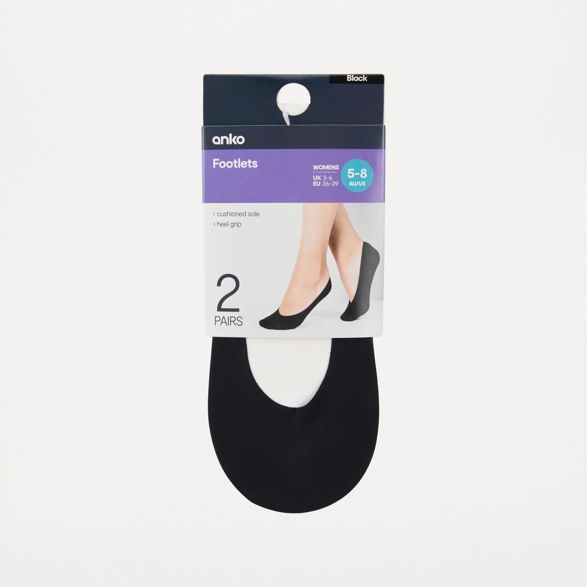 3 2 Pack Cushioned No Show Footlets BLACK, 3 of 3