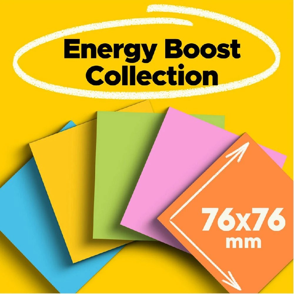 6 Post-it Super Sticky Notes 76 x 76mm Energy Boost 5 Pack, 6 of 9