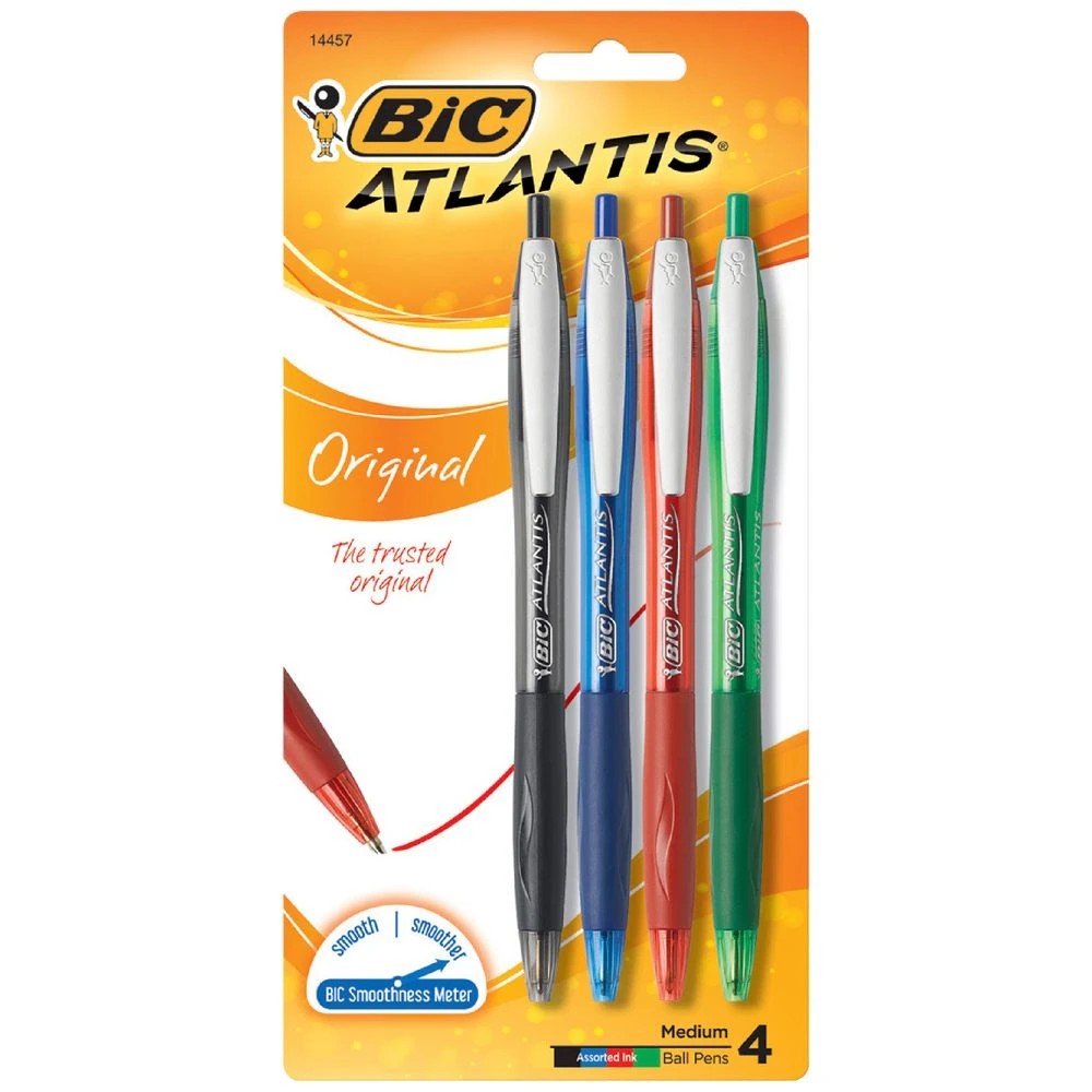 1 BIC Atlantis Retractable Ballpoint Pens Assorted 4 Pack, 1 of 4