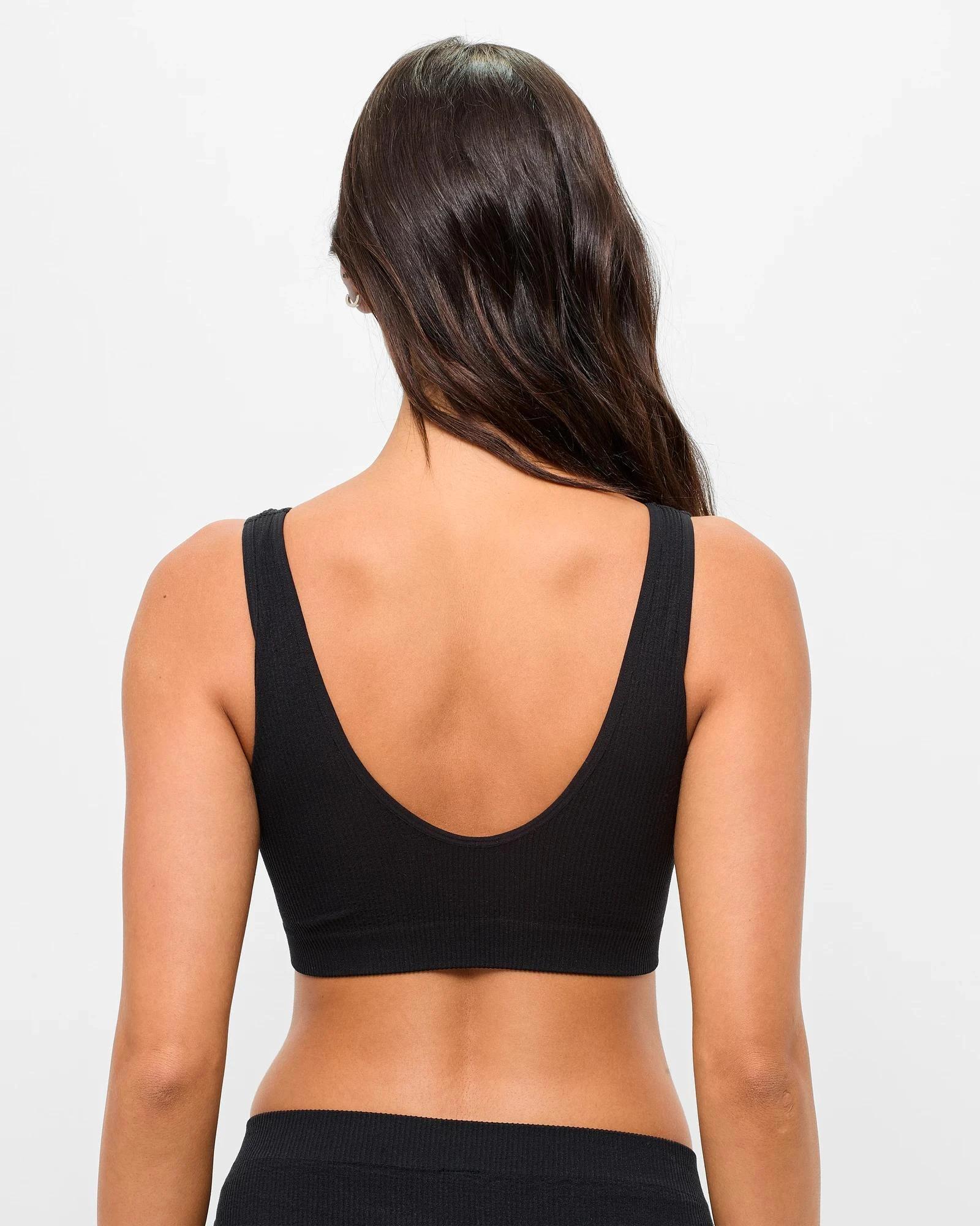 4 Ribbed Seamfree Plunge Crop Top - Lily Loves BLACK, 4 of 4