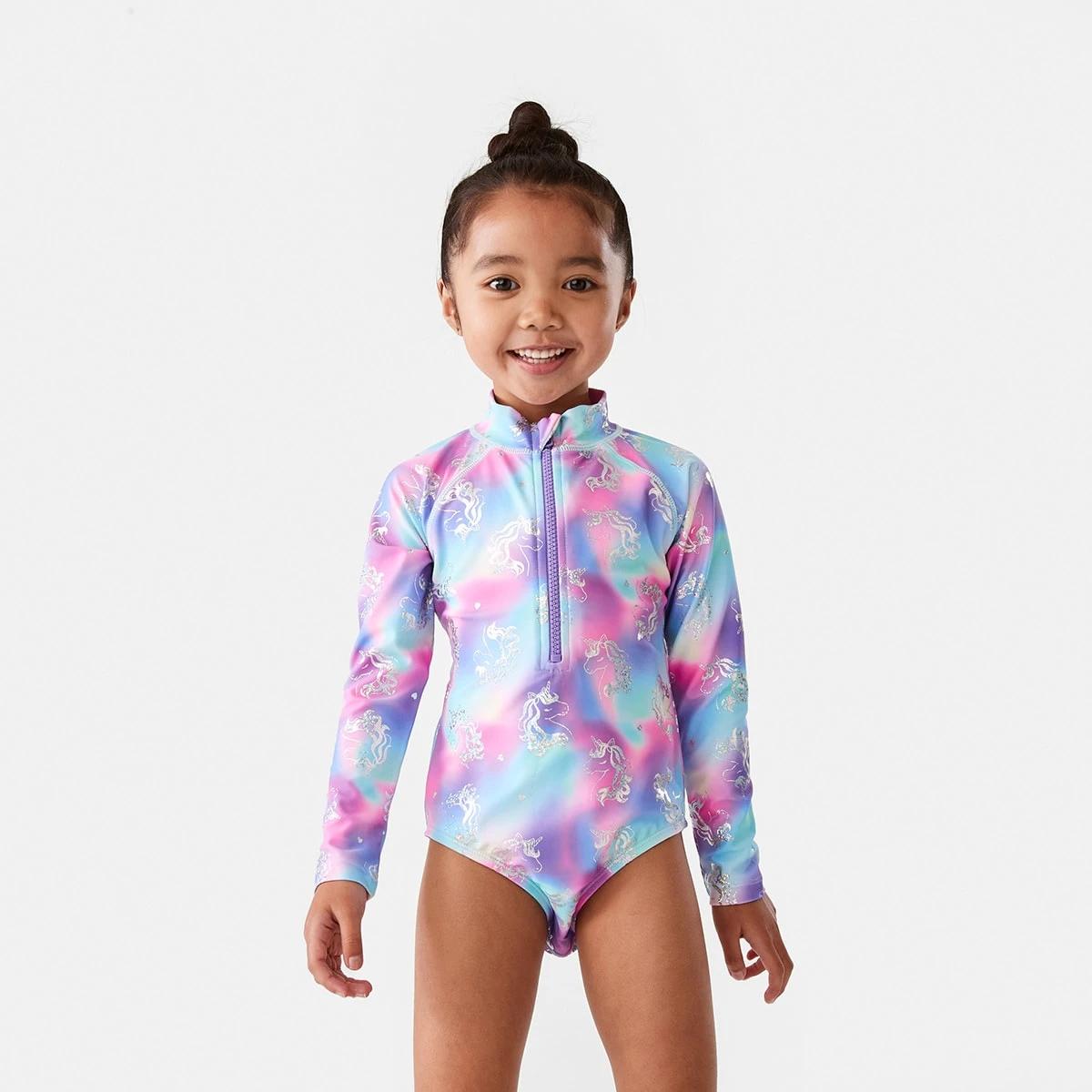 1 Long Sleeve One Piece Swimsuit Omb Unicrn, 1 of 6