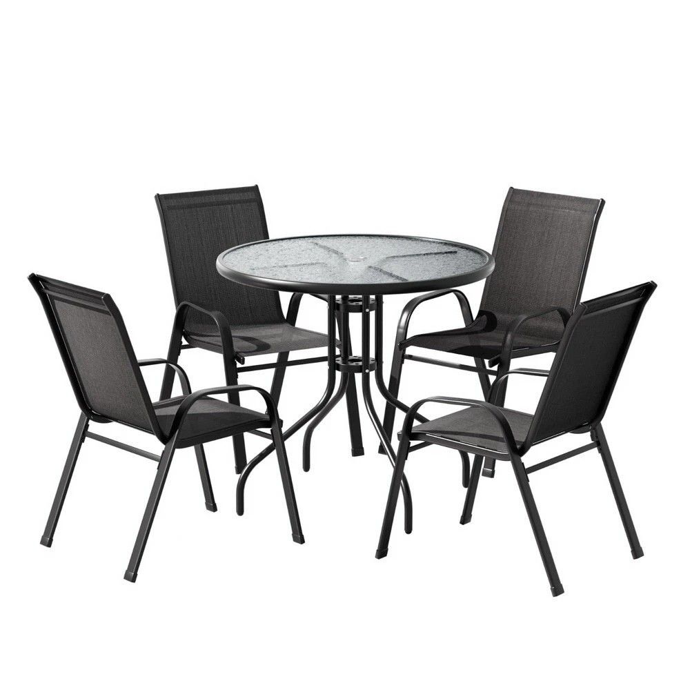 1 Gardeon Outdoor Dining Set Table and Chairs Patio Garden Furniture Bistro - Black, 1 of 5