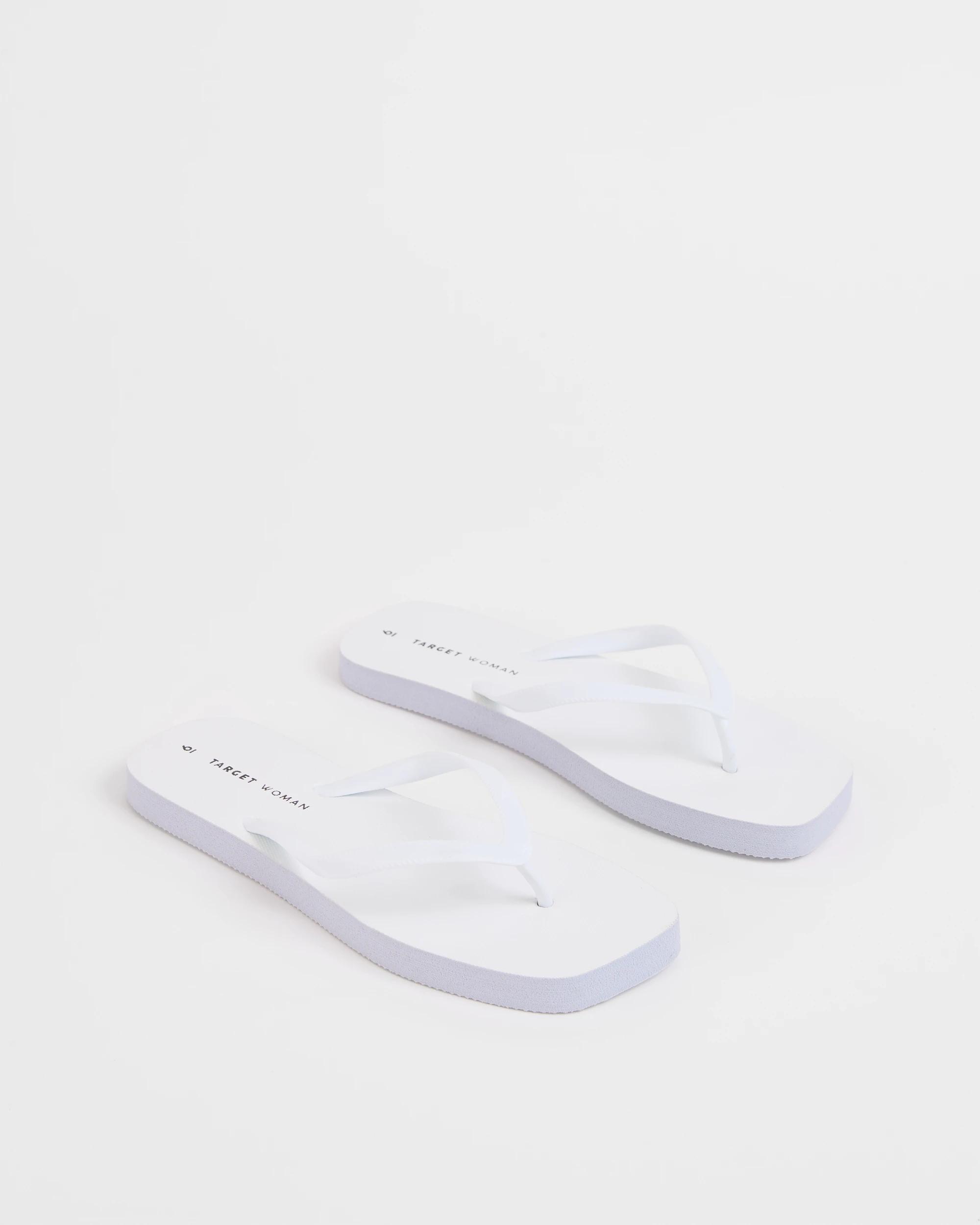 2 Target Woman Square Toe Everyday Thongs WHITE, 2 of 3