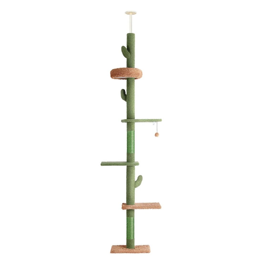 1 i.Pet Cat Tree Tower Scratching Post Scratcher Floor to Ceiling Cats Bed 290cm - Green, 1 of 7