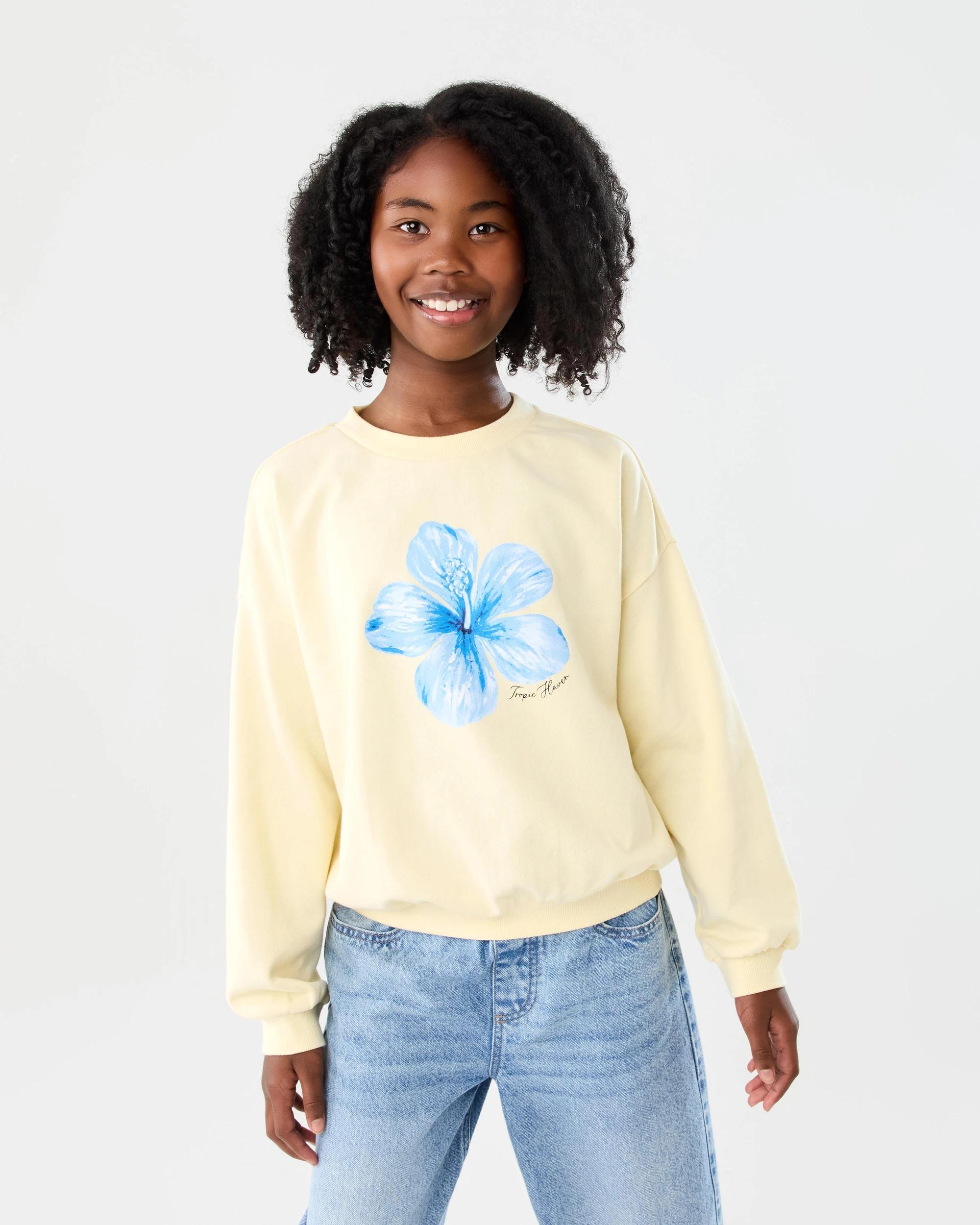 1 Oversized Crew Neck Sweatshirt Ylw Hbiscs, 1 of 8