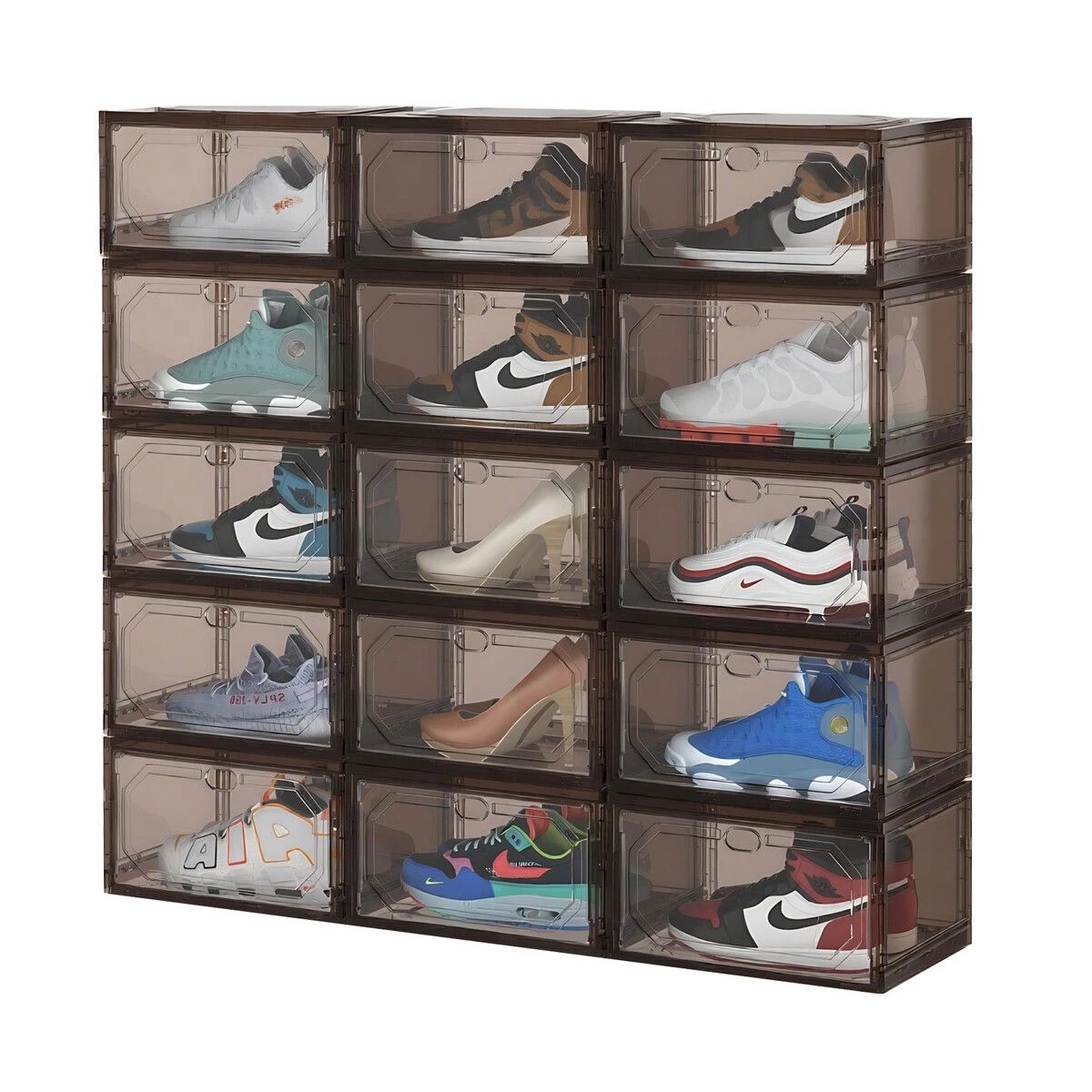 2 Ausway 15PCS Shoe Storage Box Clear Plastic Stackable Sneaker Display Case, 2 of 3