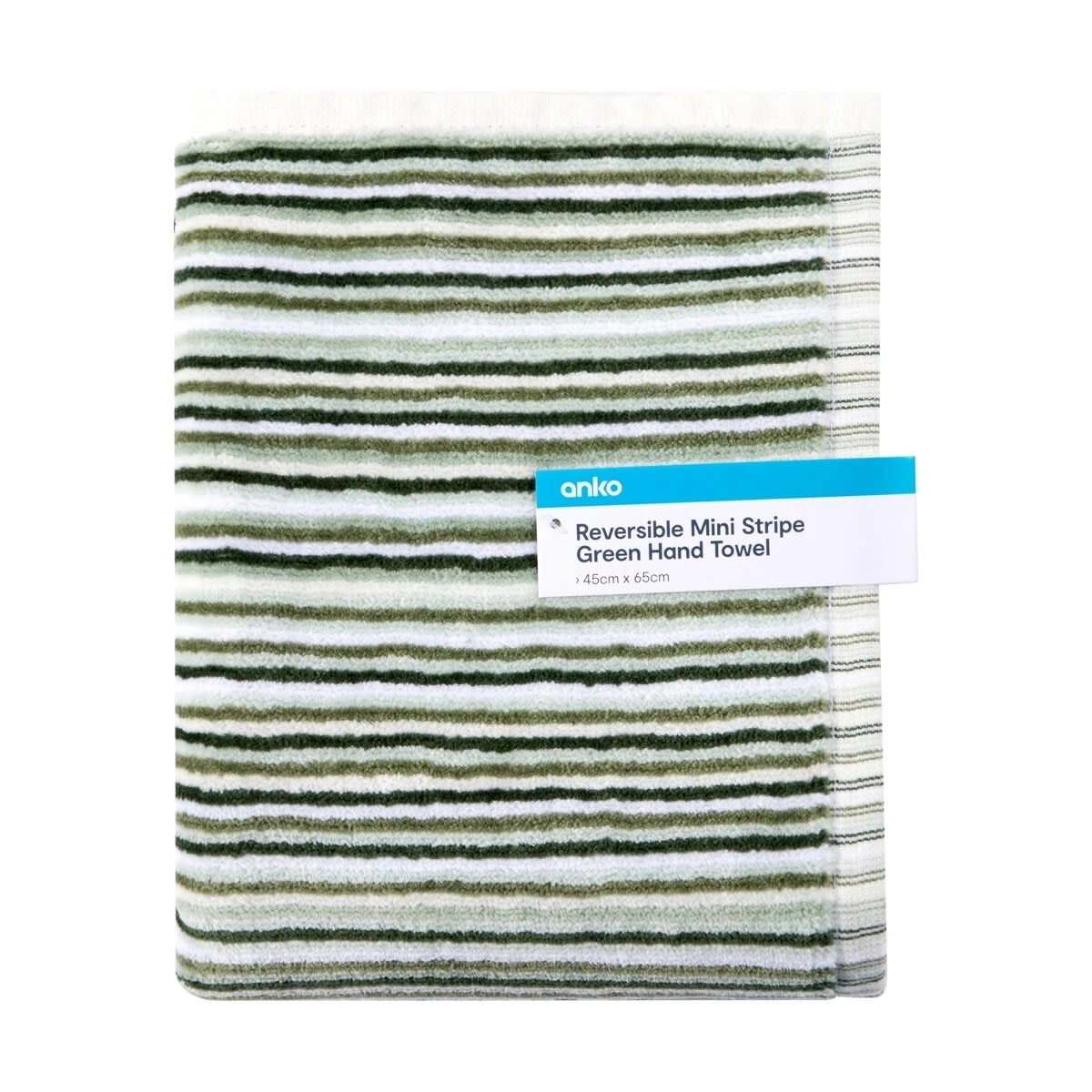 5 Mini Stripe Cotton Reversible Hand Towel - Green, 5 of 5