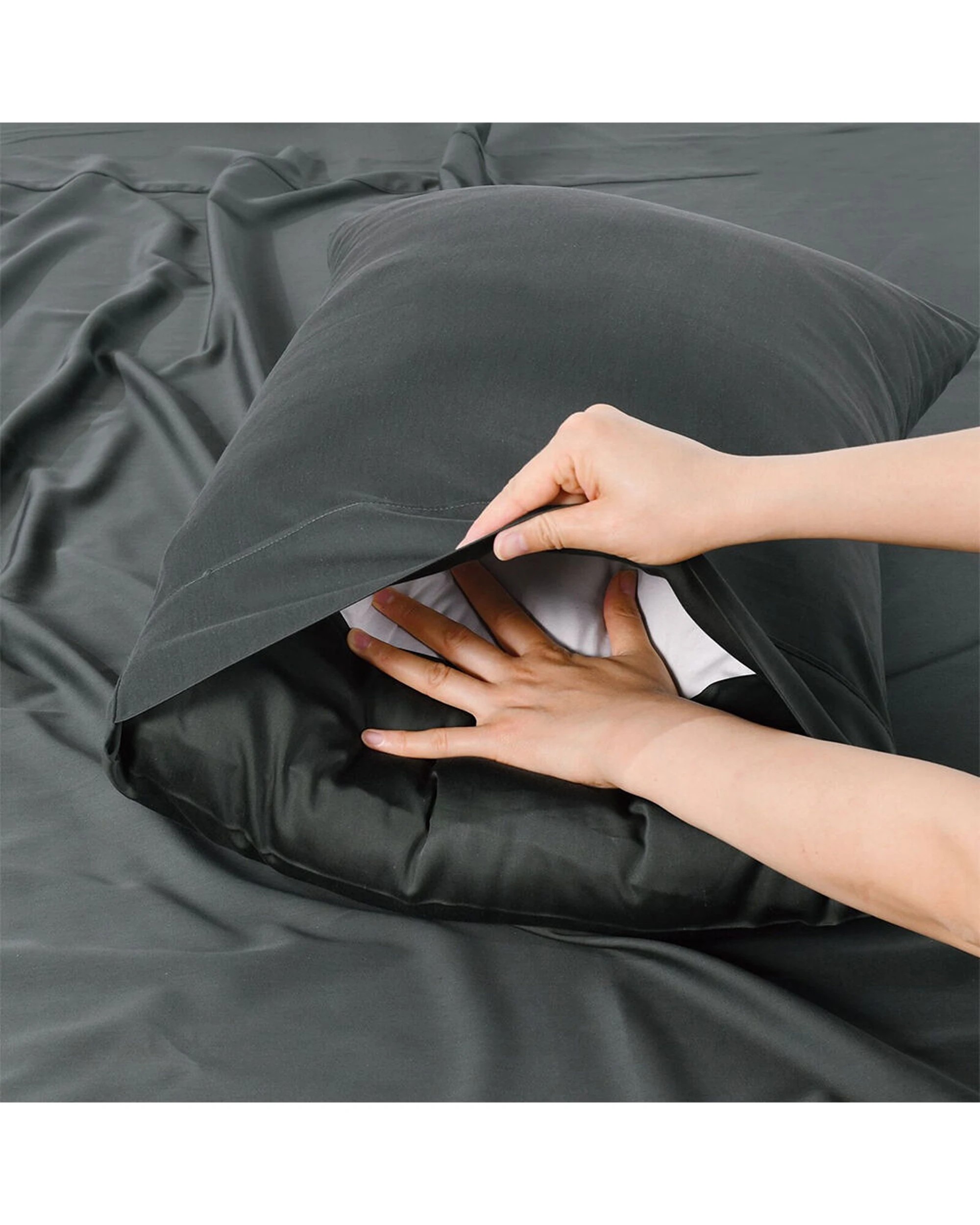 1 Bianca 2pc Rosebank 500TC Standard Bamboo/Cotton Pillowcases 48x47cm - Grey, 1 of 1