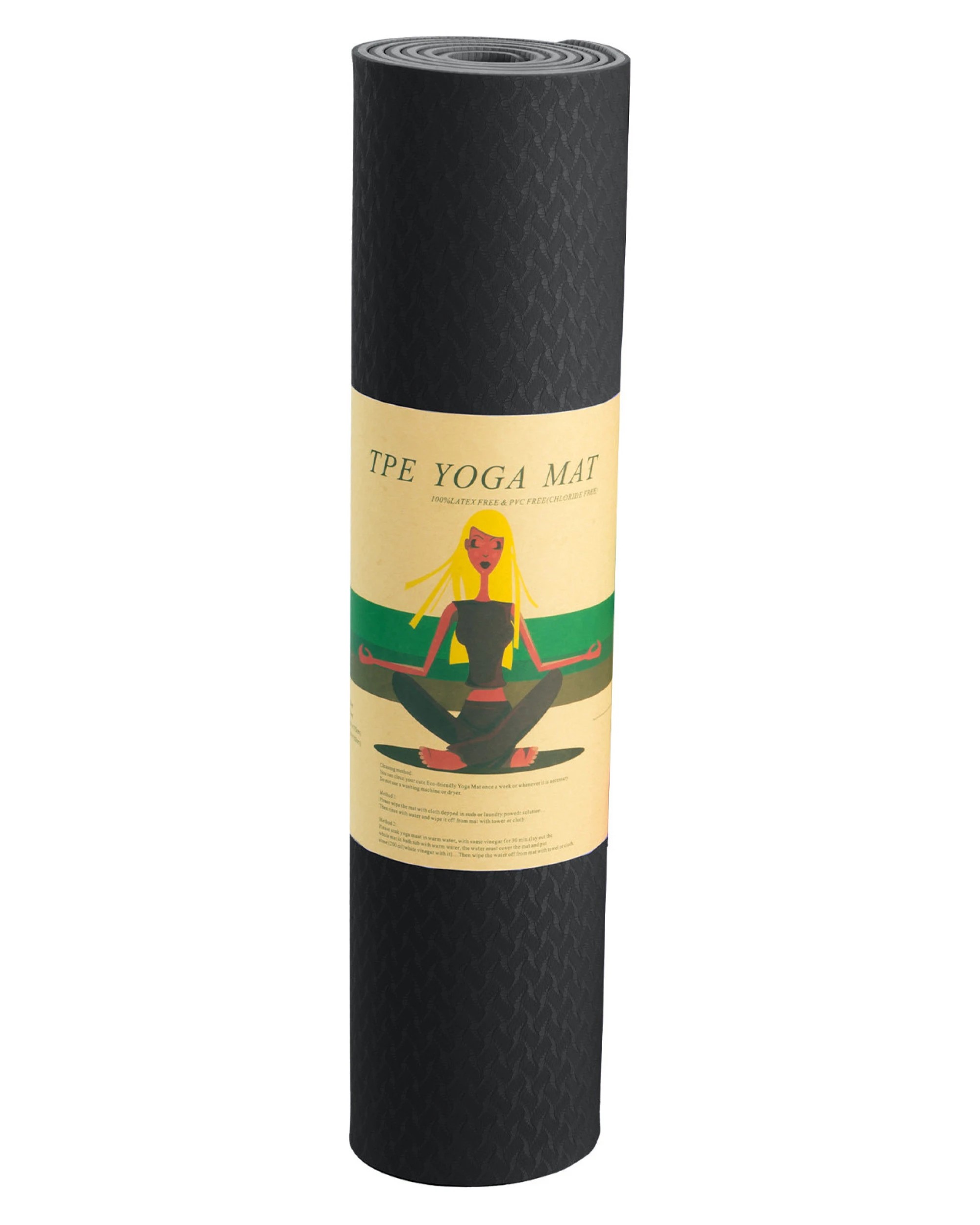 7 Powertrain TPE Pilates Exercise Yoga Mat Workout 6mm Home Gym 183cm - Black, 7 of 7