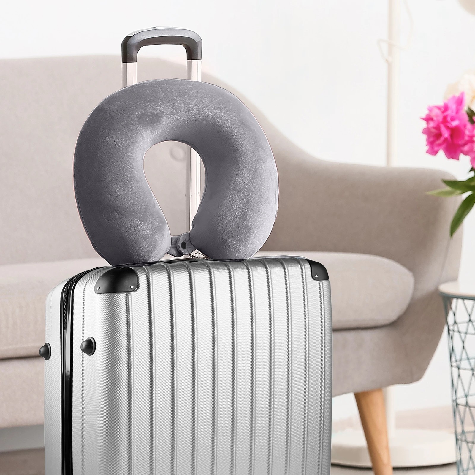 3 Milano Décor Memory Foam Travel Neck Pillow With Clip Cushion Support Soft - Grey, 3 of 7