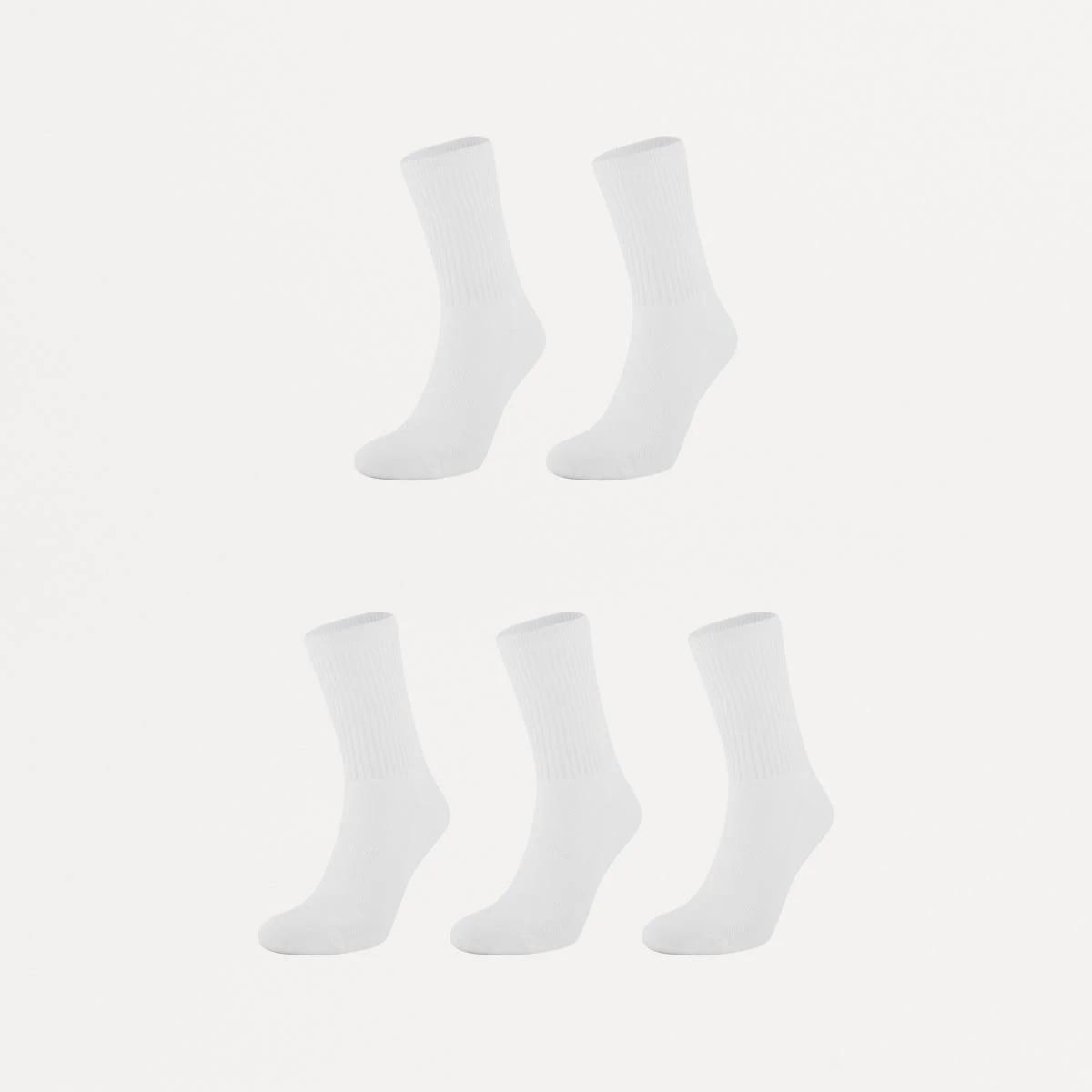 1 5 Pack Full Terry Crew Sports Socks WHITE, 1 of 3