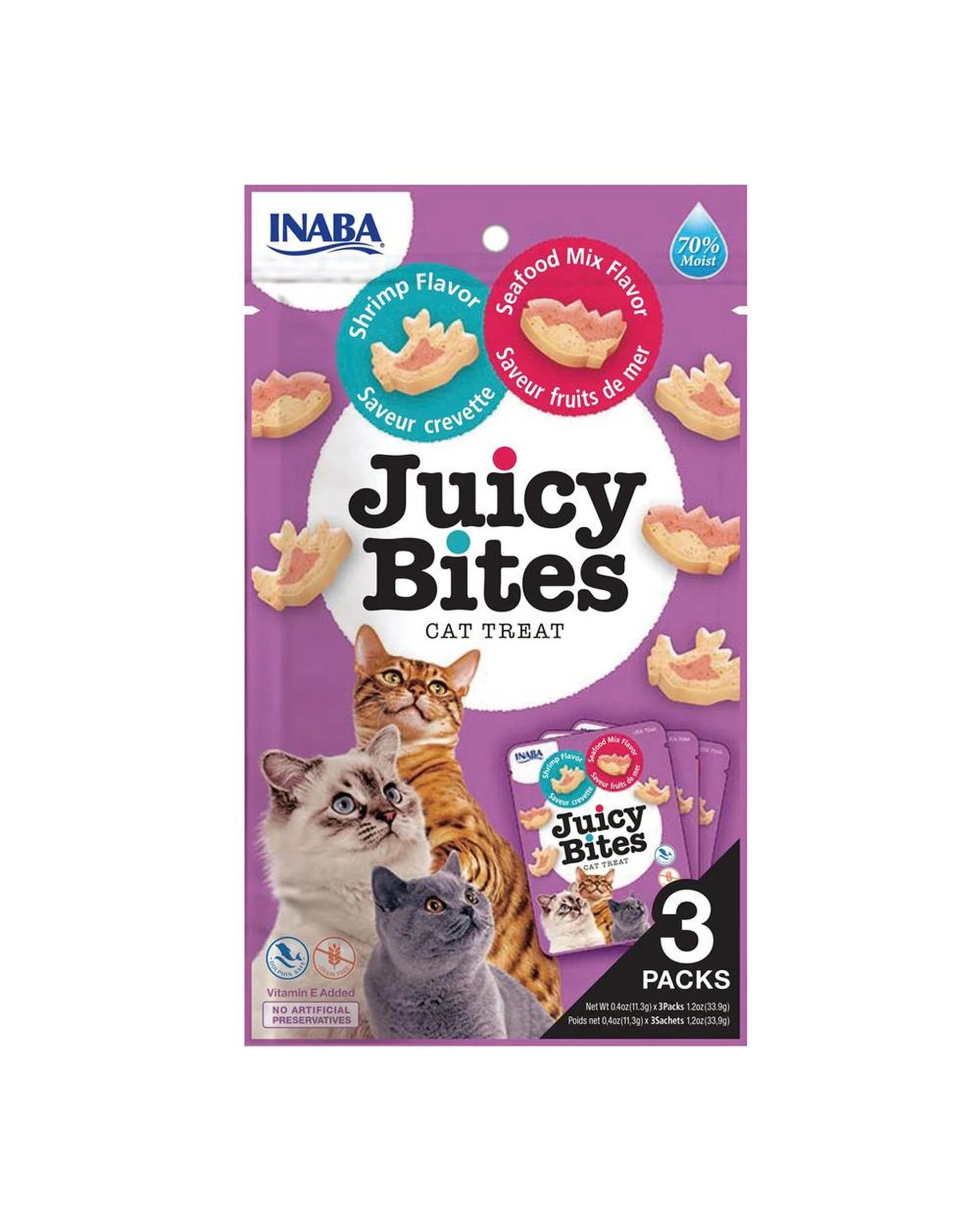 1 Inaba Juicy Bites Cat Treat Shrimp & Seafood Mix Flavor 6 x 34g, 1 of 2