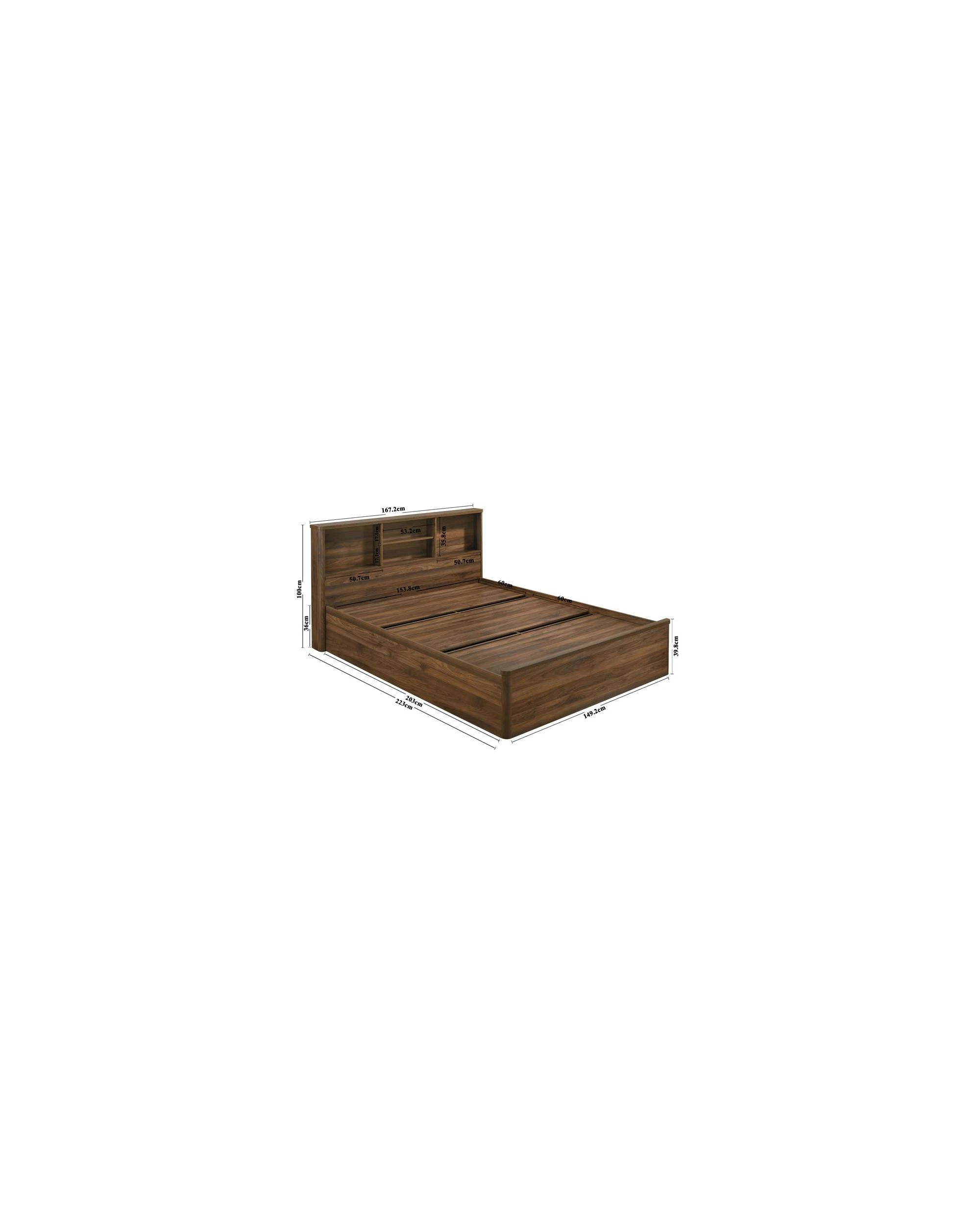 7 Kodu Bed Frame with Open Shelving Storage Queen Size Walnut - Brown, 7 of 7
