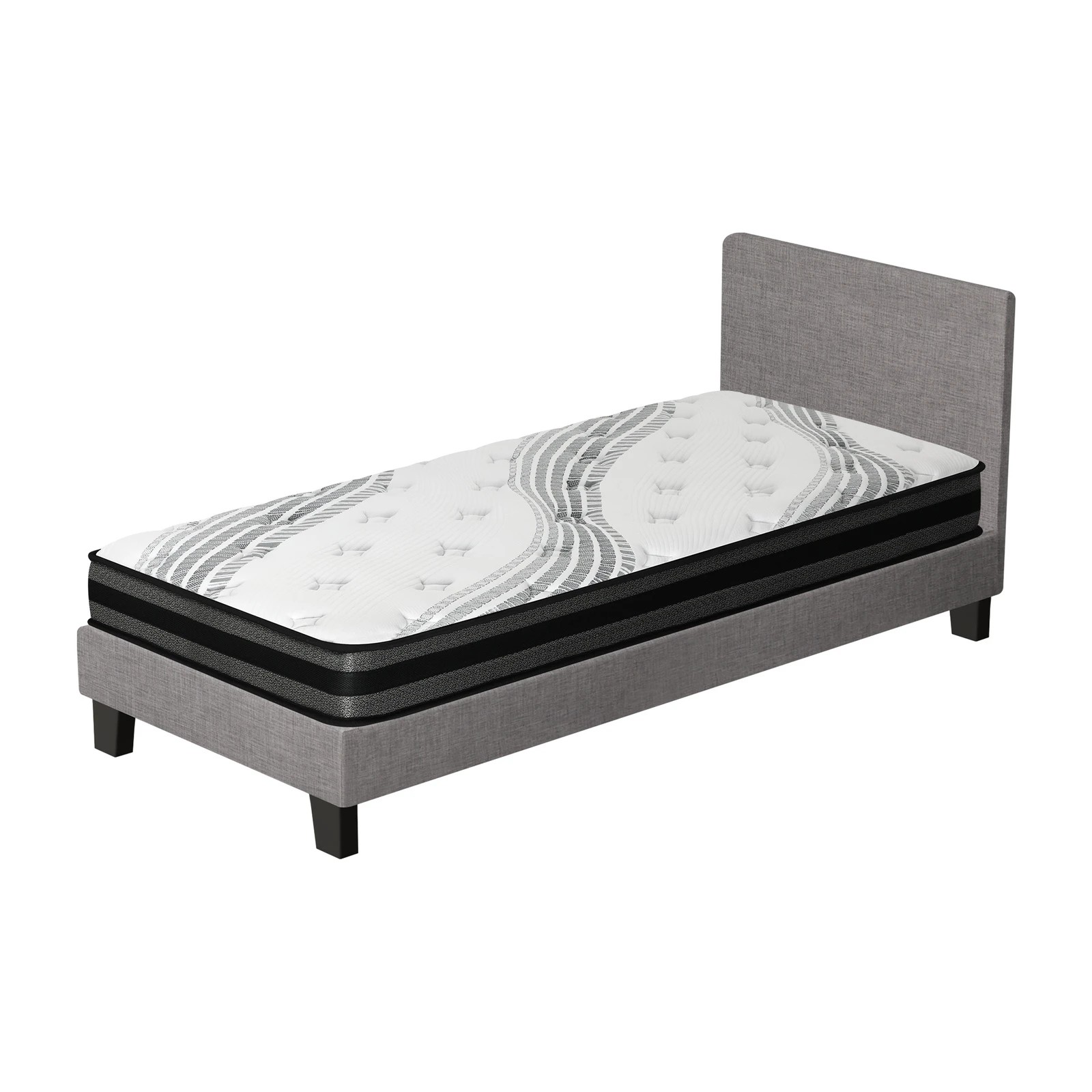 9 Oikiture King Single Bed Frame With Mattress Set
 - Grey, 9 of 10