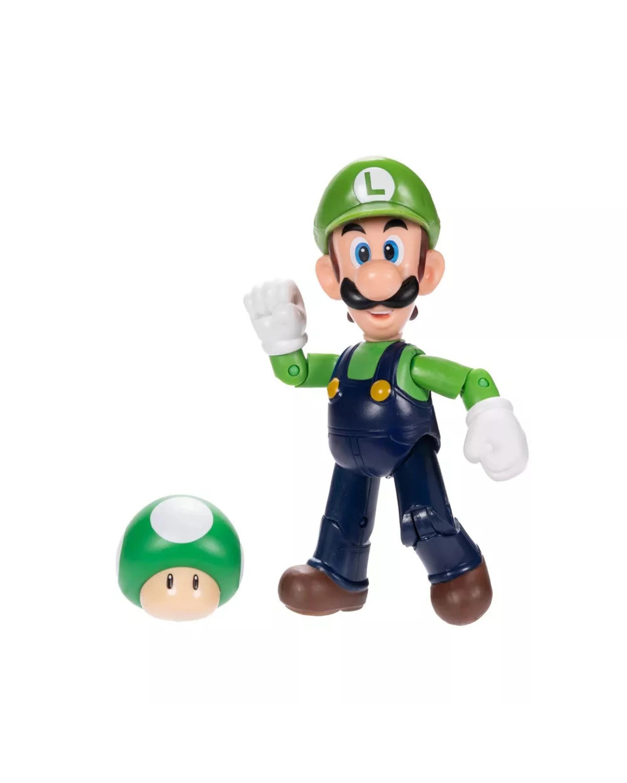 3 World Of Nintendo Super Mario 4 inch Figure Luigi With 1-Up Mushroom, 3 of 5
