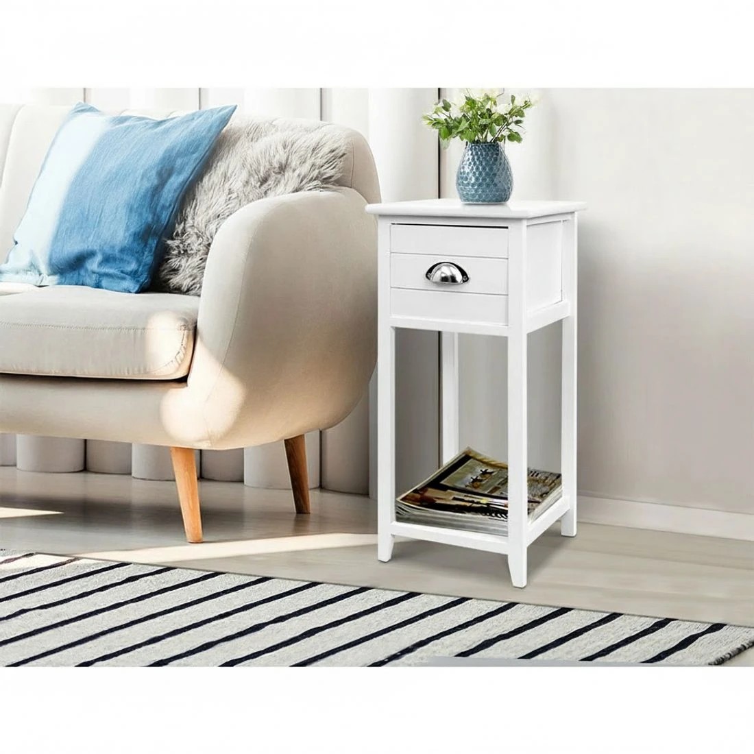 4 Artiss Bedside Table Vintage - White, 4 of 7