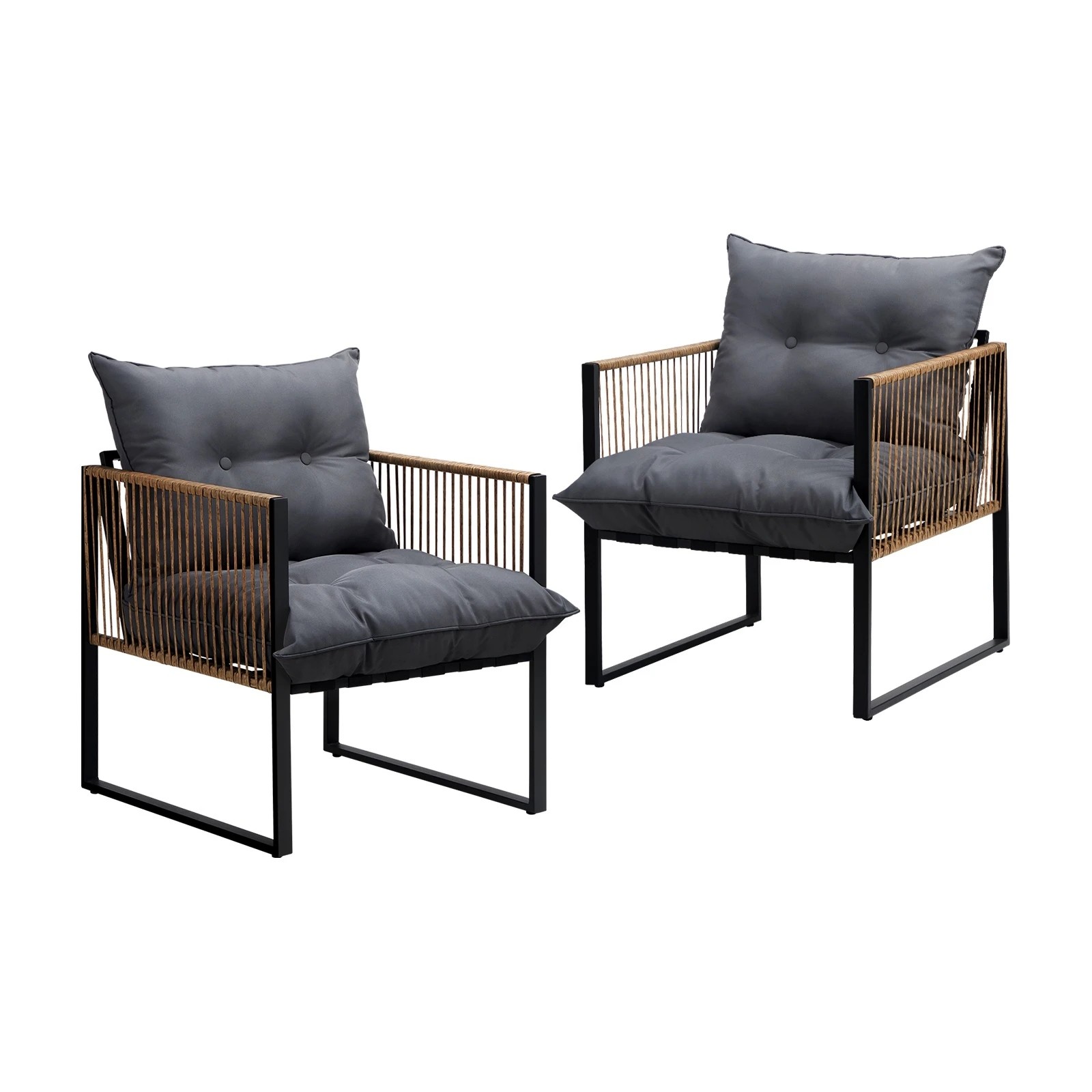 1 Livsip 2pcs Outdoor Furniture Chairs Garden Patio Garden Lounge Set Pe Wicker
 - Multi, 1 of 10