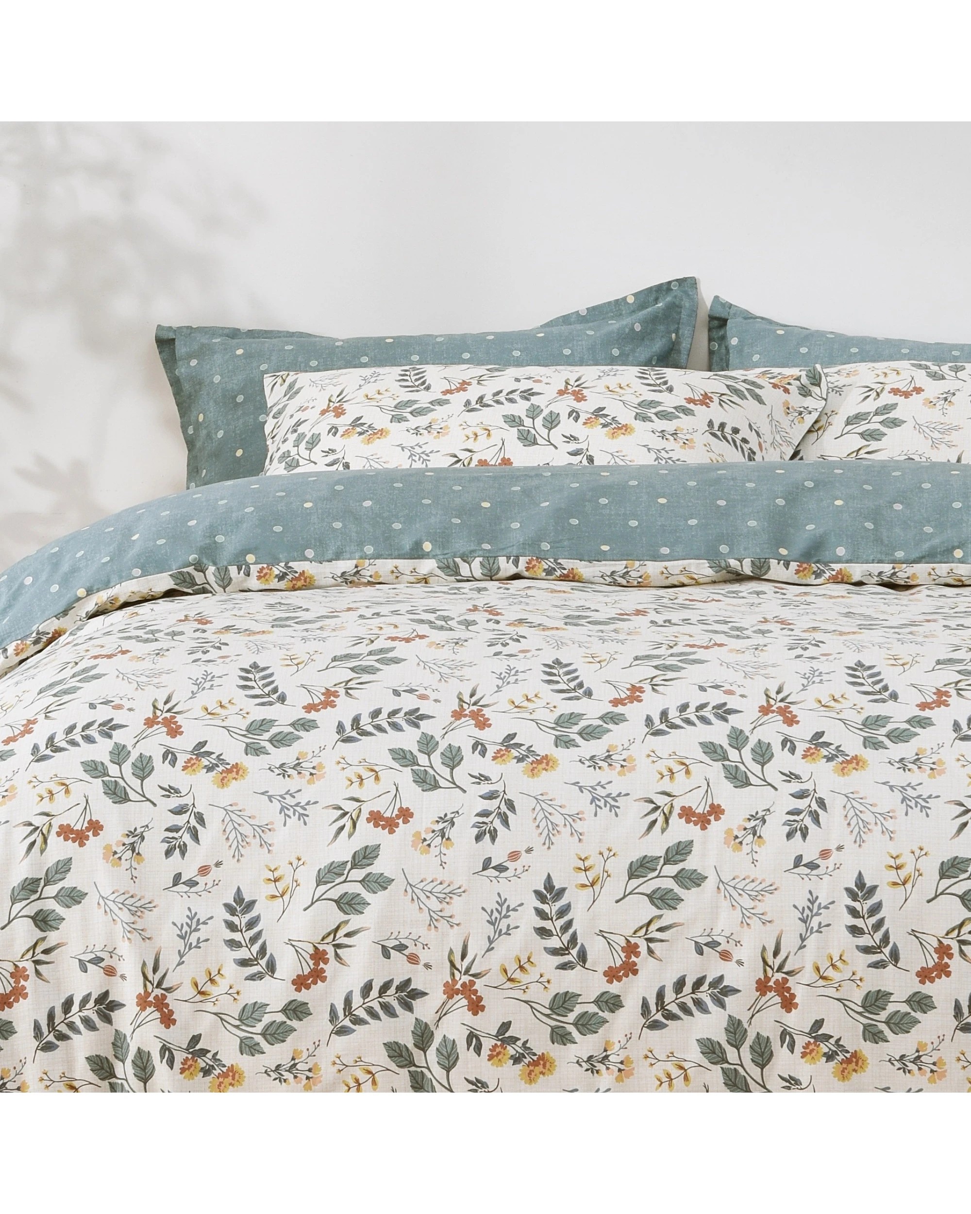 3 Dreamaker Vermont 100% Cotton Reversible Quilt Cover Set - Queen Bed - Floral Teal, 3 of 8