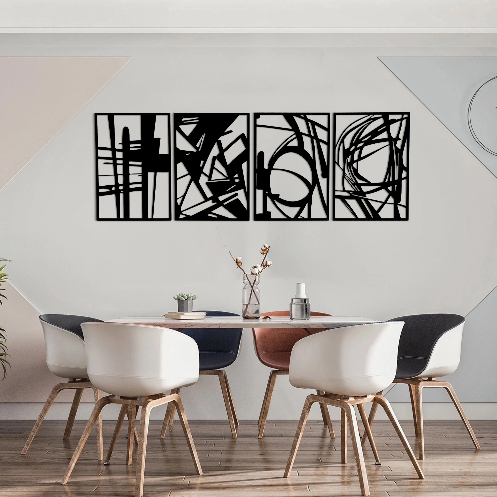 8 Yezi 4Pcs Metal Wall Decor Abstract Lotus Flower, 8 of 9