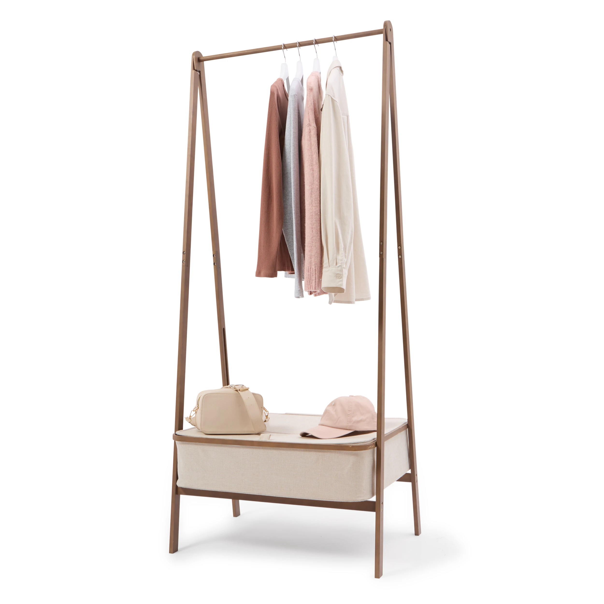 1 Walnut Look Garment Rack, 1 of 8