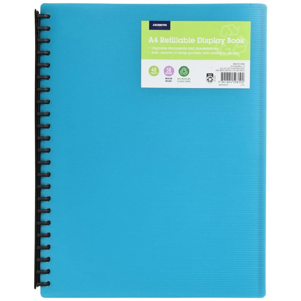 1 J.Burrows Refillable Display Book 40 Pockets Teal, 1 of 3